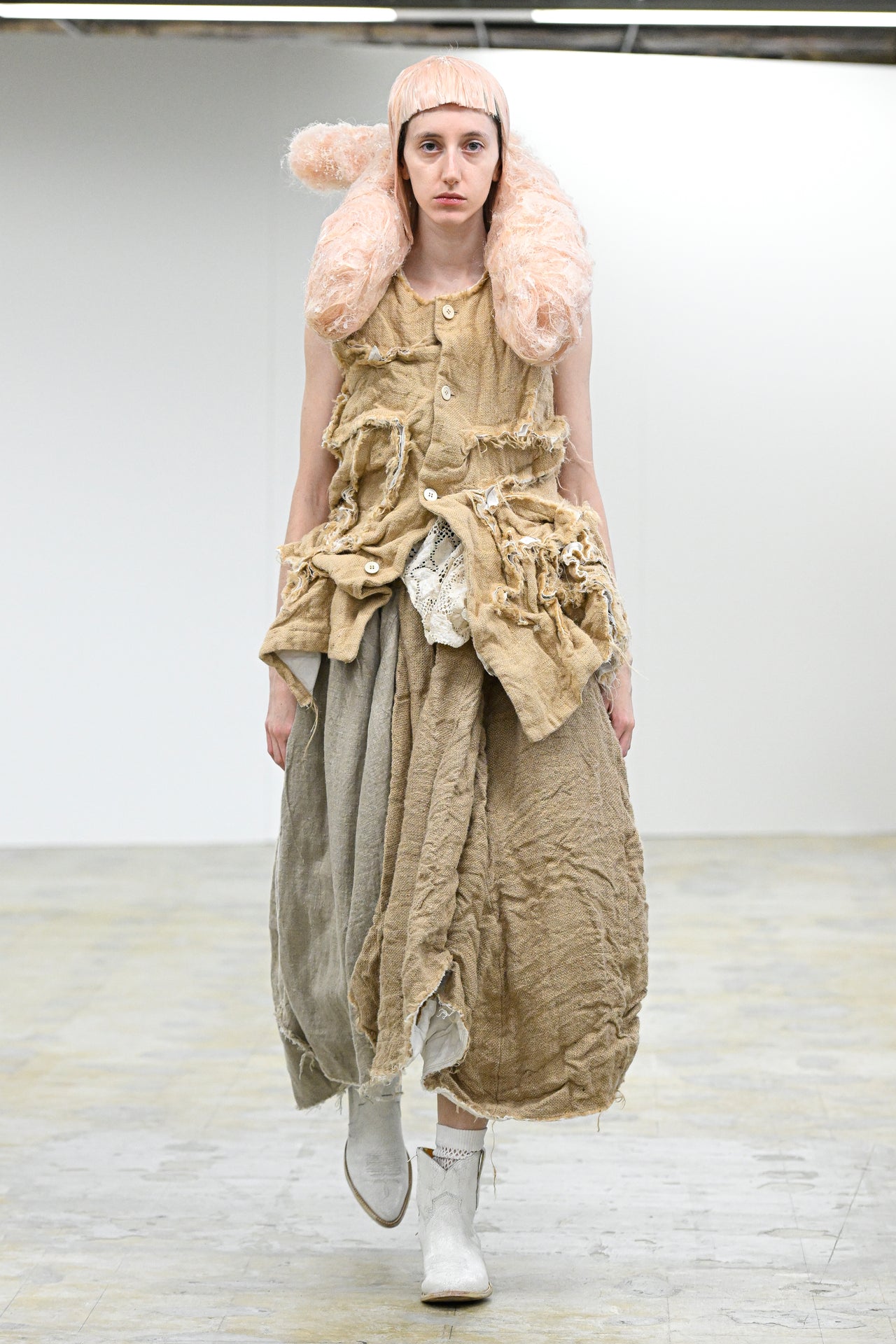 Comme Des Garçons Ecru Beige Runway Skirt