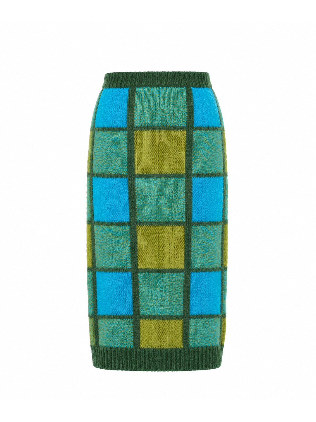 Marni Blue/Green Check Knit Skirt