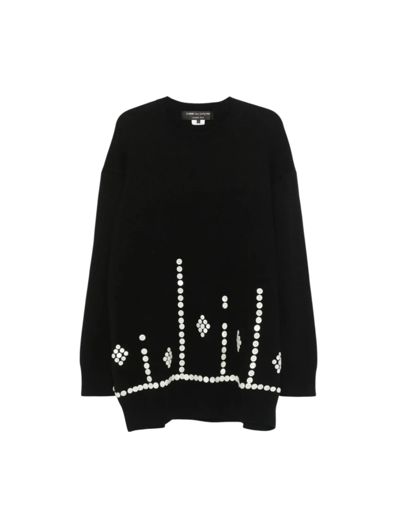 CDG Homme Plus Black Button Stitched Sweater