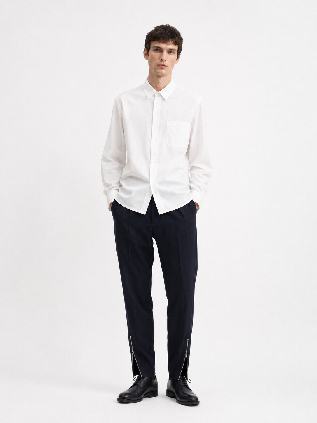 Homme Deux Navy Side Zip Pants