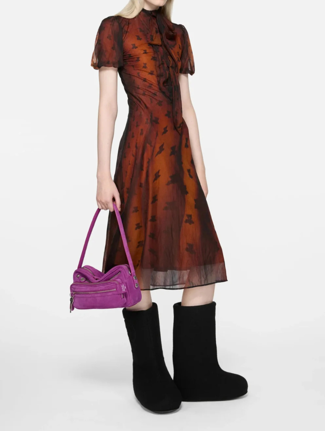 Acne Studios Rust Brown Bow Dress