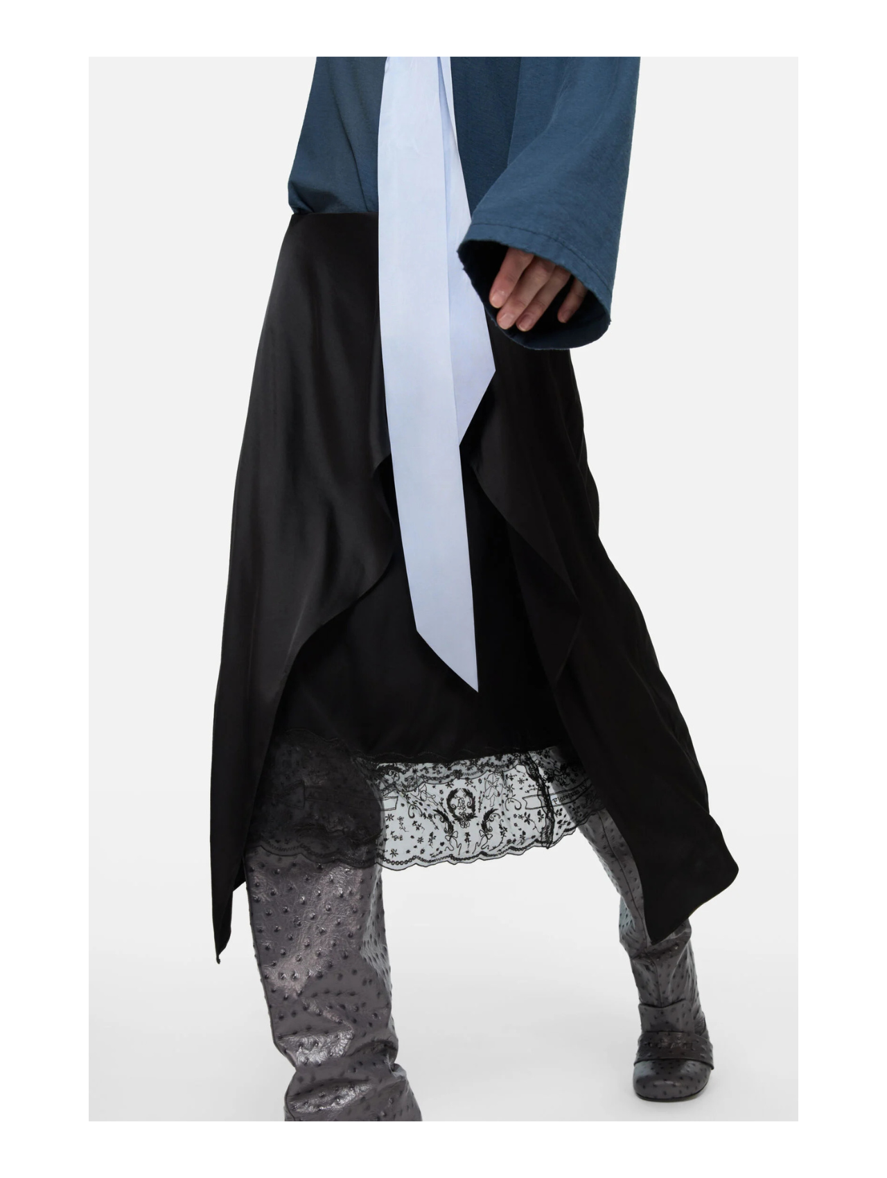 Acne Studios Black Layered Satin Skirt