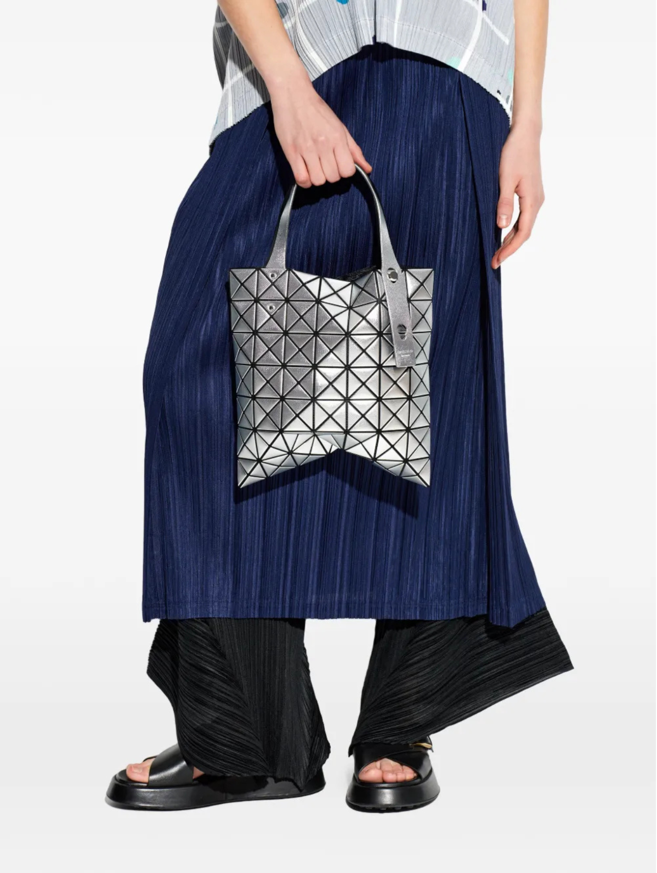 Bao Bao Issey Miyake Silver Platinum Mini Prism Tote