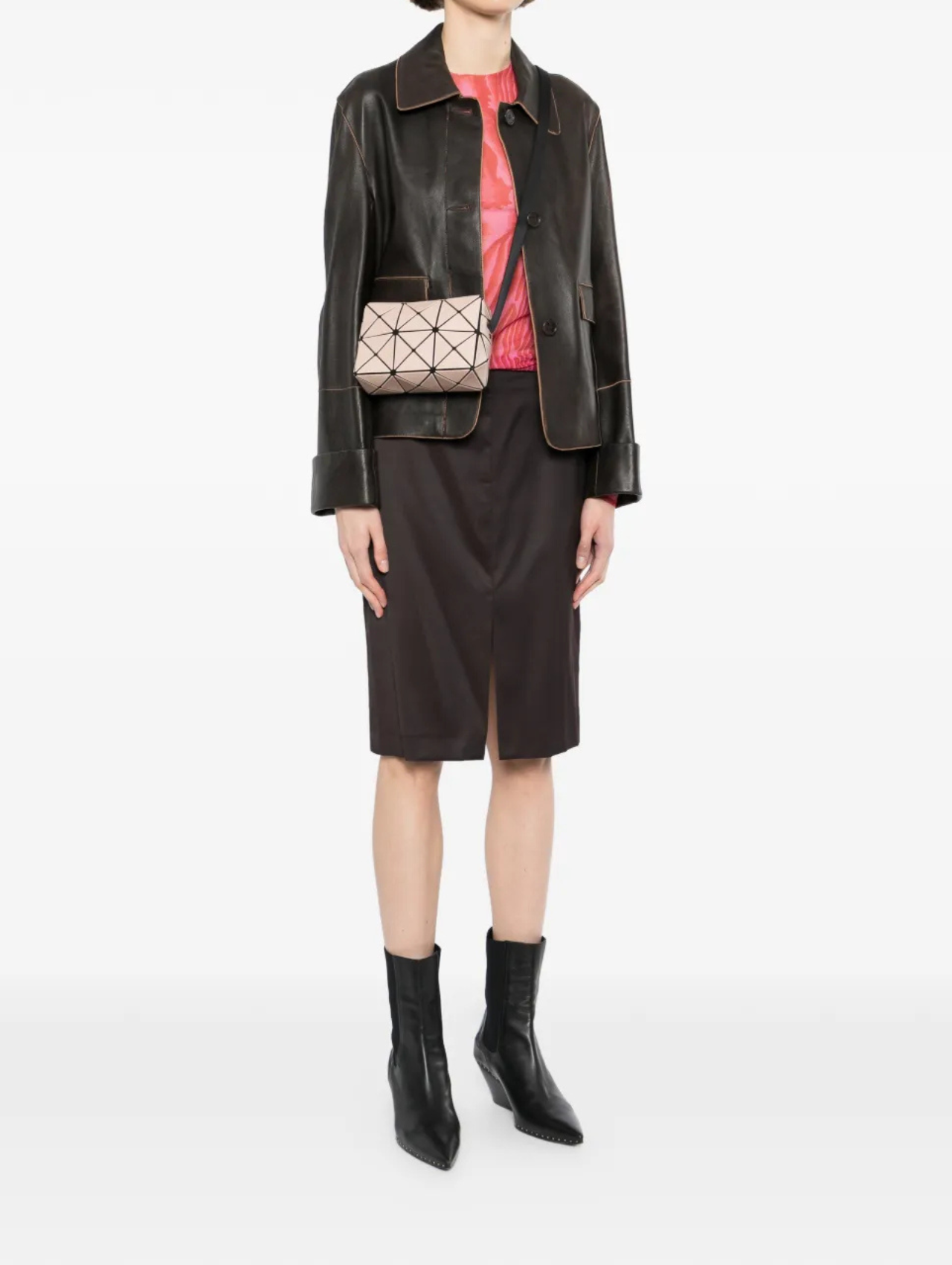 Bao Bao Issey Miyake Matte Brown Crossbody Cuboid