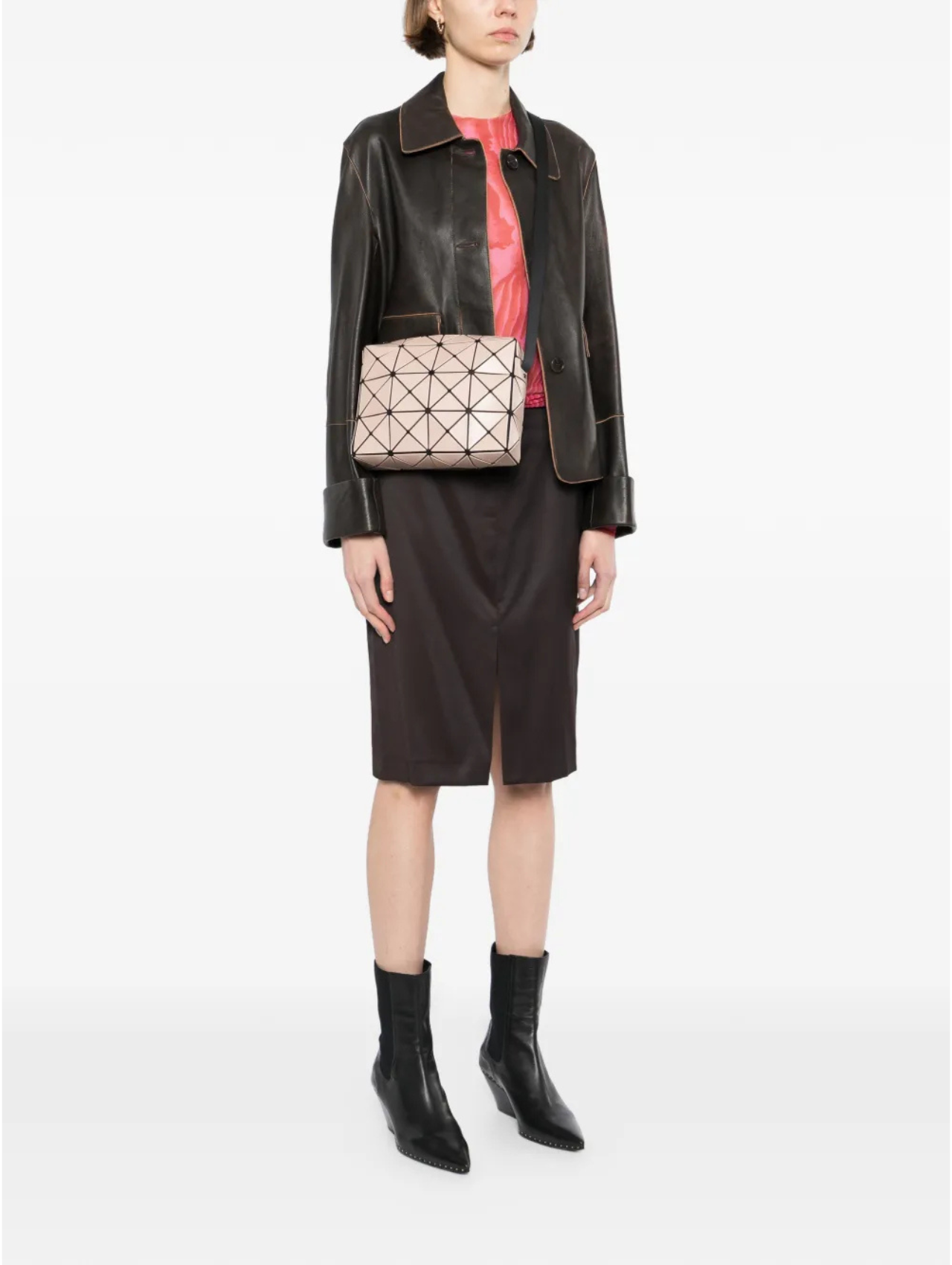 Bao Bao Issey Miyake Matte Brown Large Crossbody Cuboid