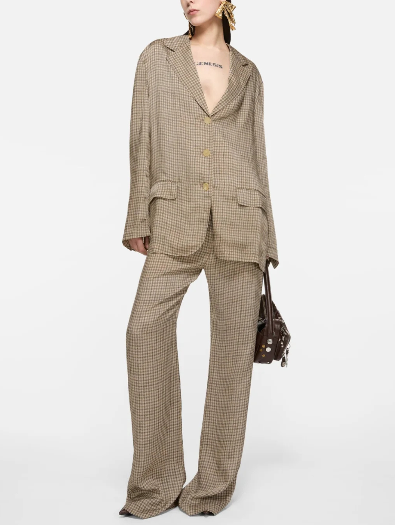 Acne Studios Beige Satin Suit Jacket