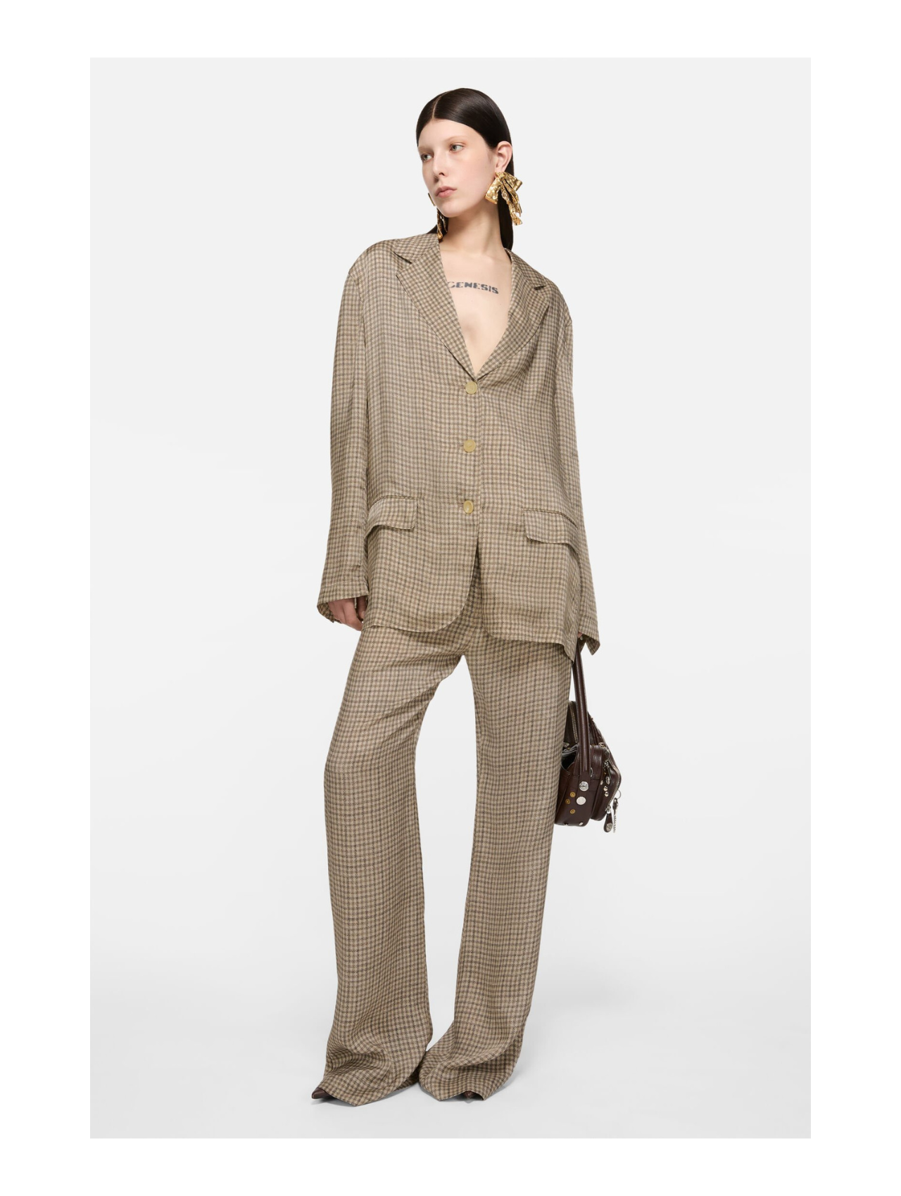 Acne Studios Beige Satin Suit Jacket
