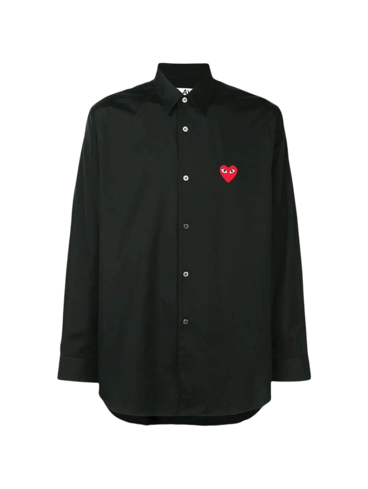 CDG Play Red Heart Embroidered Black Shirt
