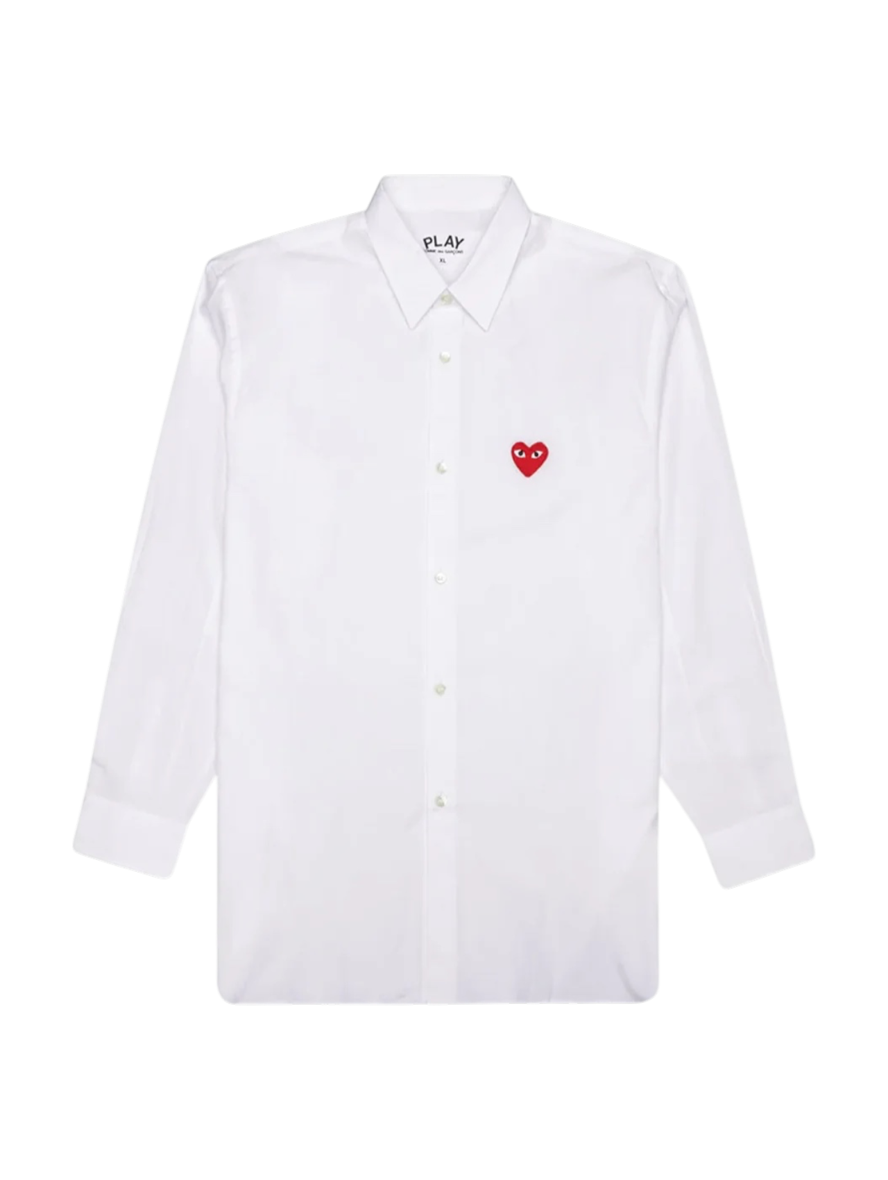 CDG Play Heart Embroidered White Shirt