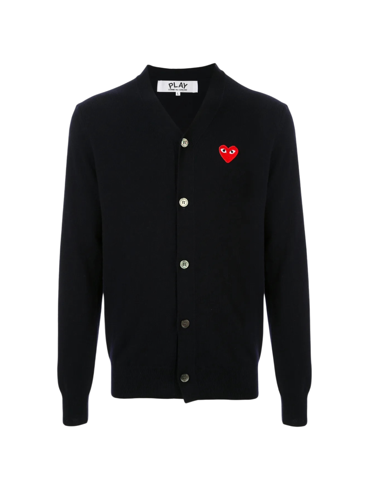 CDG Play Black V-Neck Cardigan