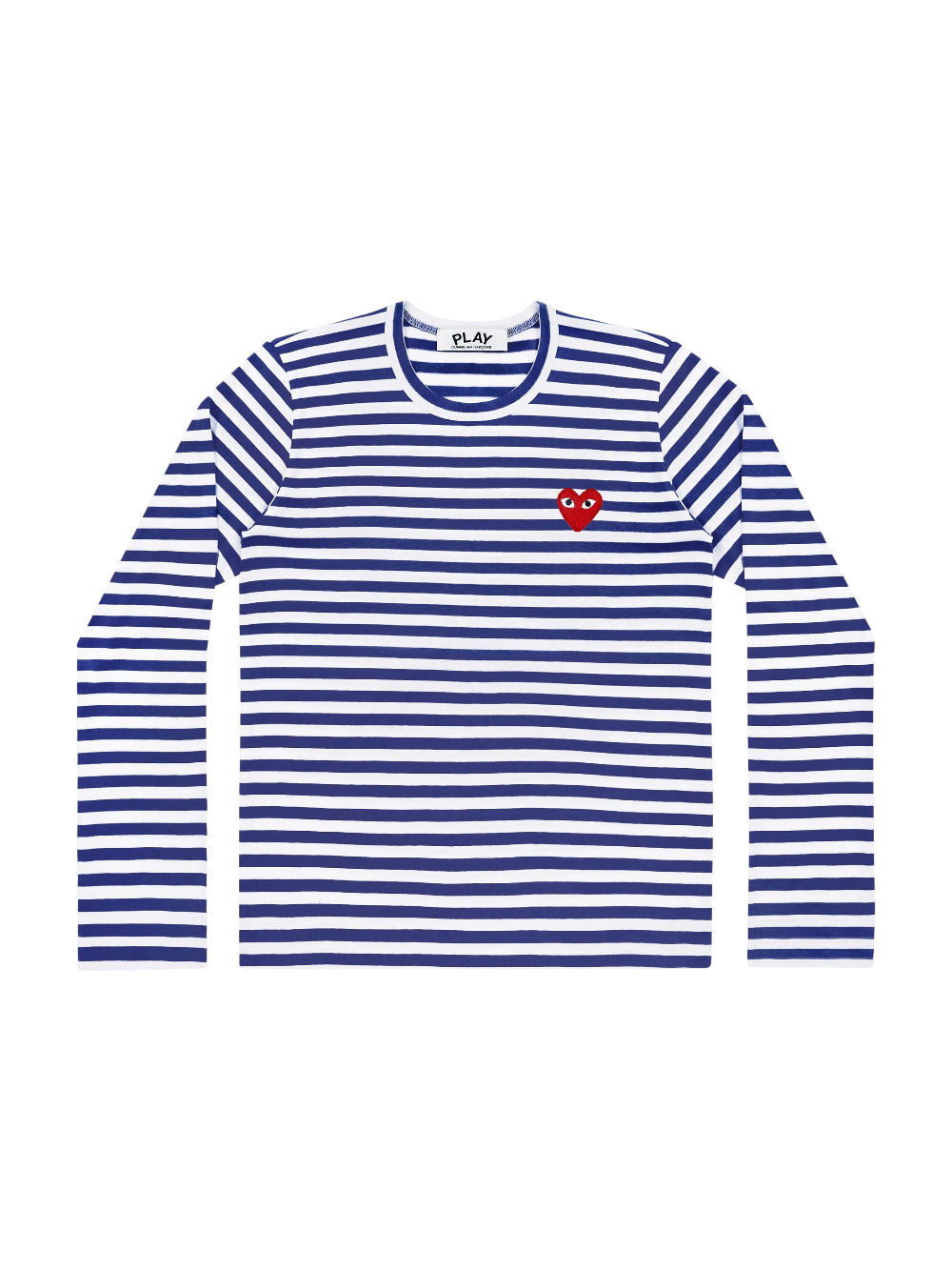 CDG PLAY Blue Stripe Logo Patch Longsleeve Shirt