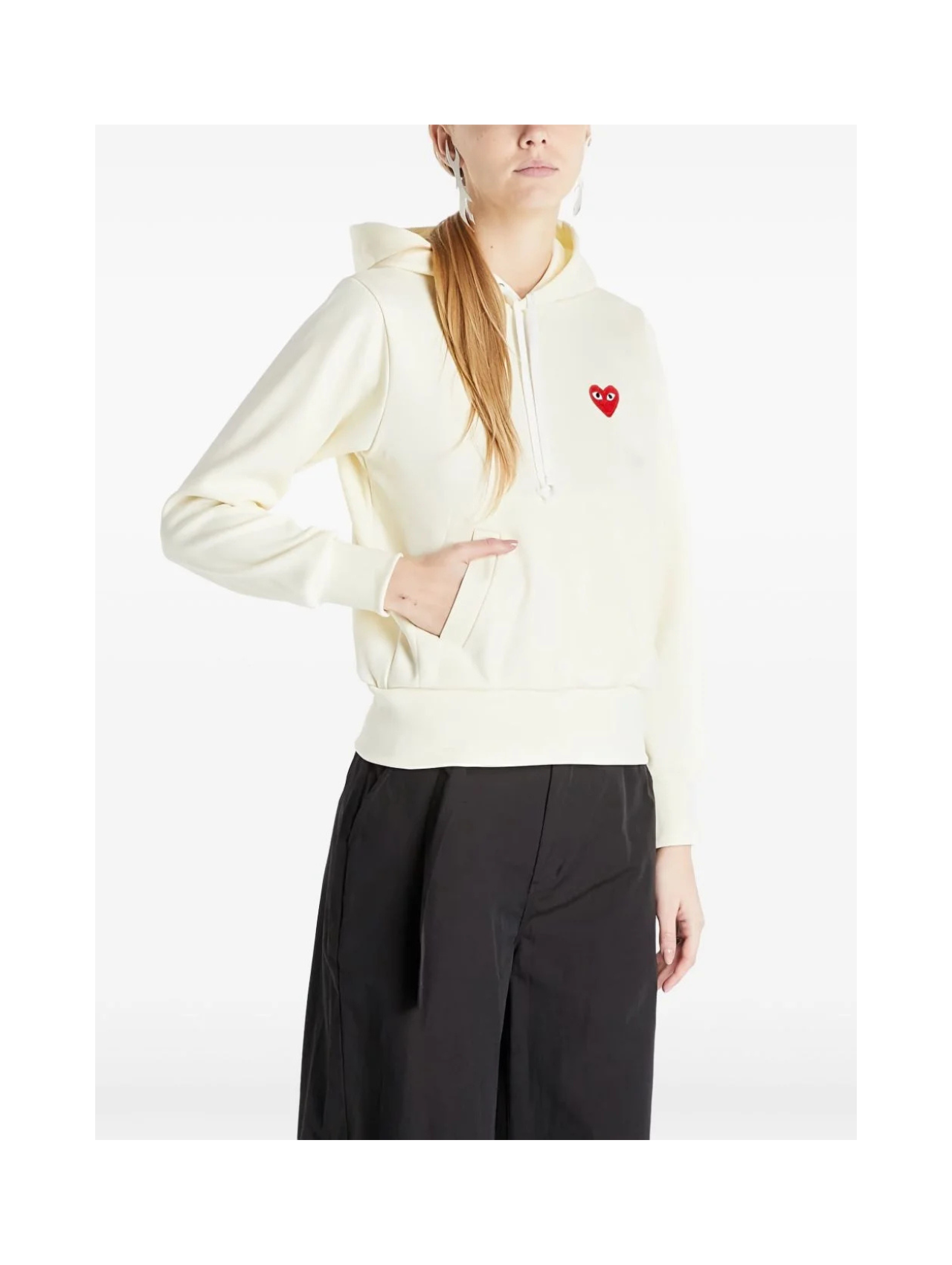 CDG Play  Yellow Pullover Hooded Sweatshirt