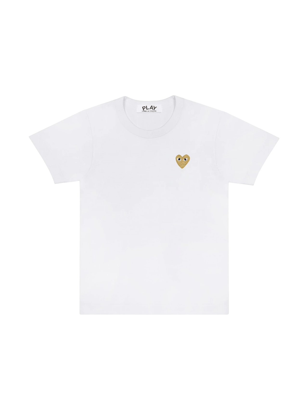 CDG PLAY White Gold Logo Patch Tshirt