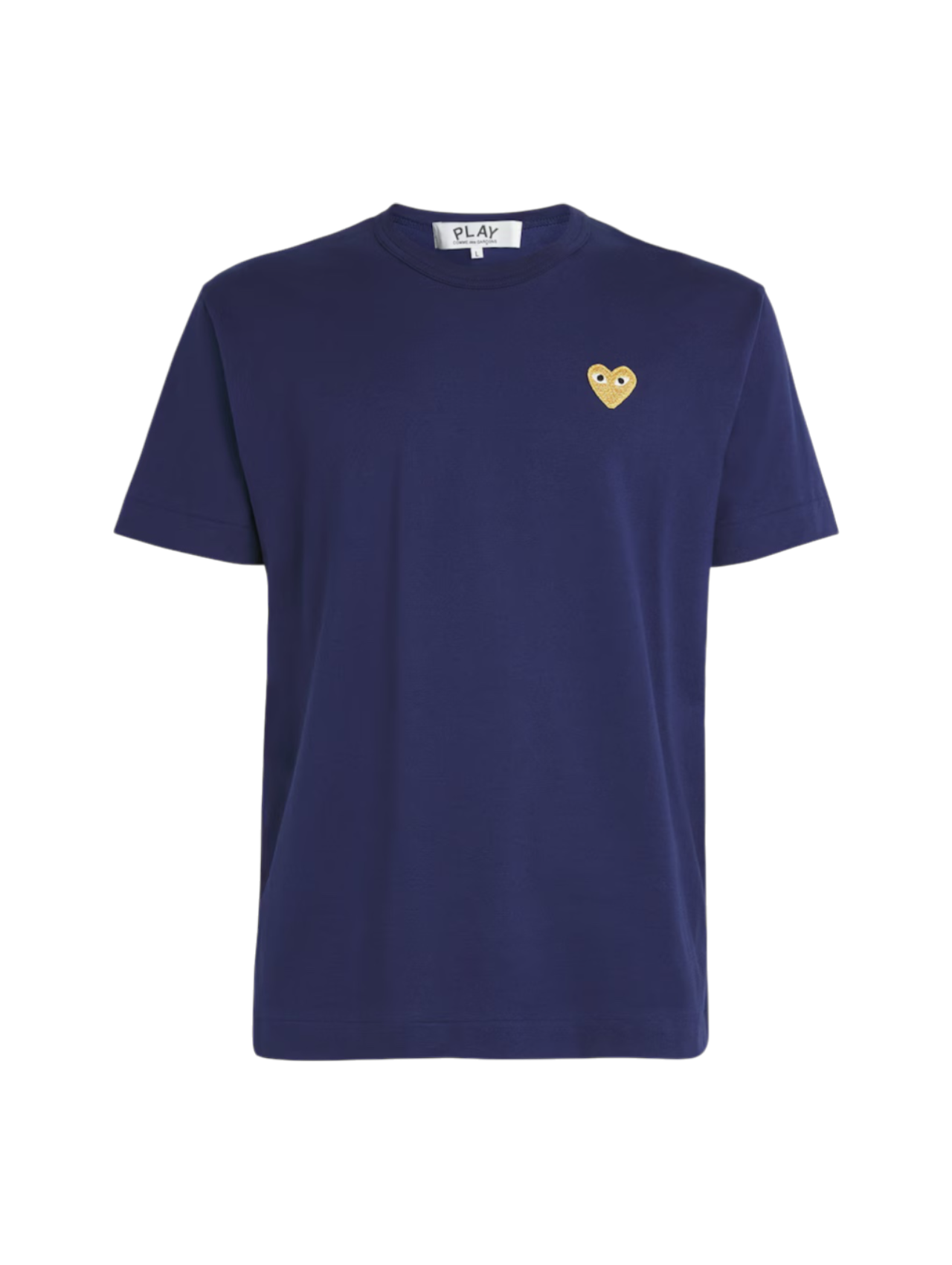 CDG PLAY Navy Gold Logo Patch Tshirt
