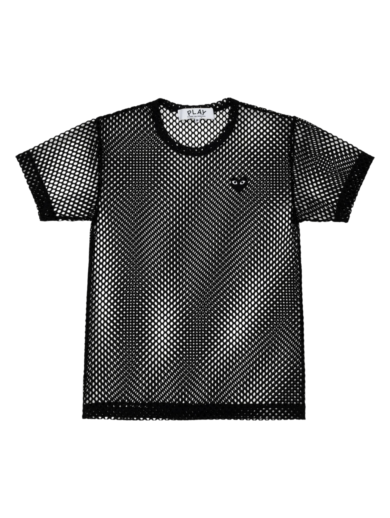 CDG PLAY Black Mesh Logo Patch Tshirt