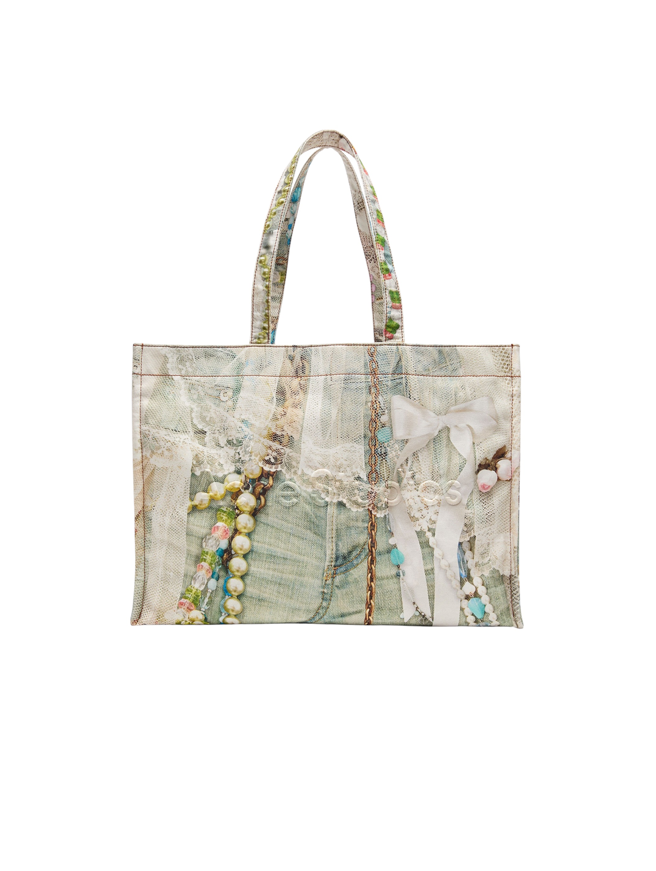 Acne Studios Trompe L'oeil Denim Tote Bag