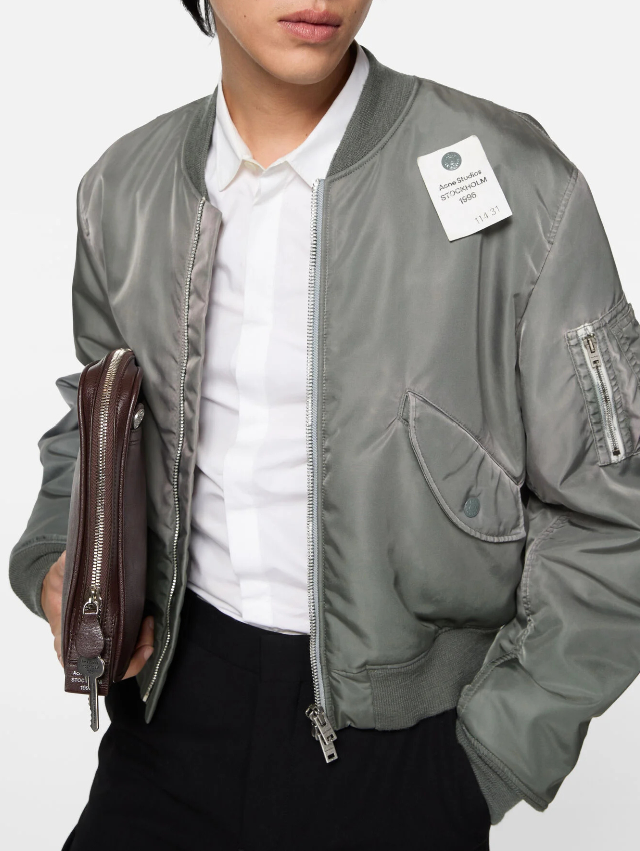 Acne Studios Stone Grey Washed Bomber Jacket