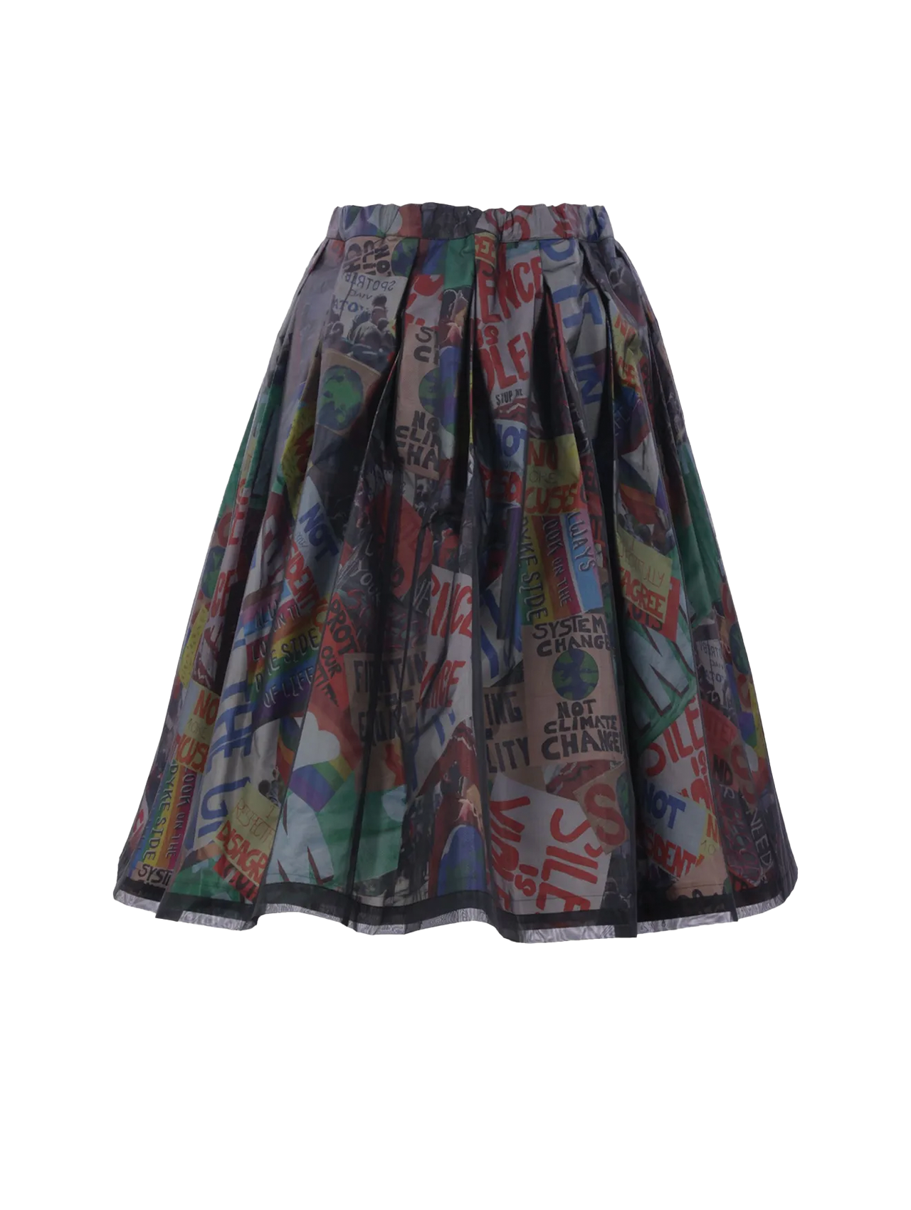 Comme Des Garçons Multi Printed Pleated Mesh Skirt