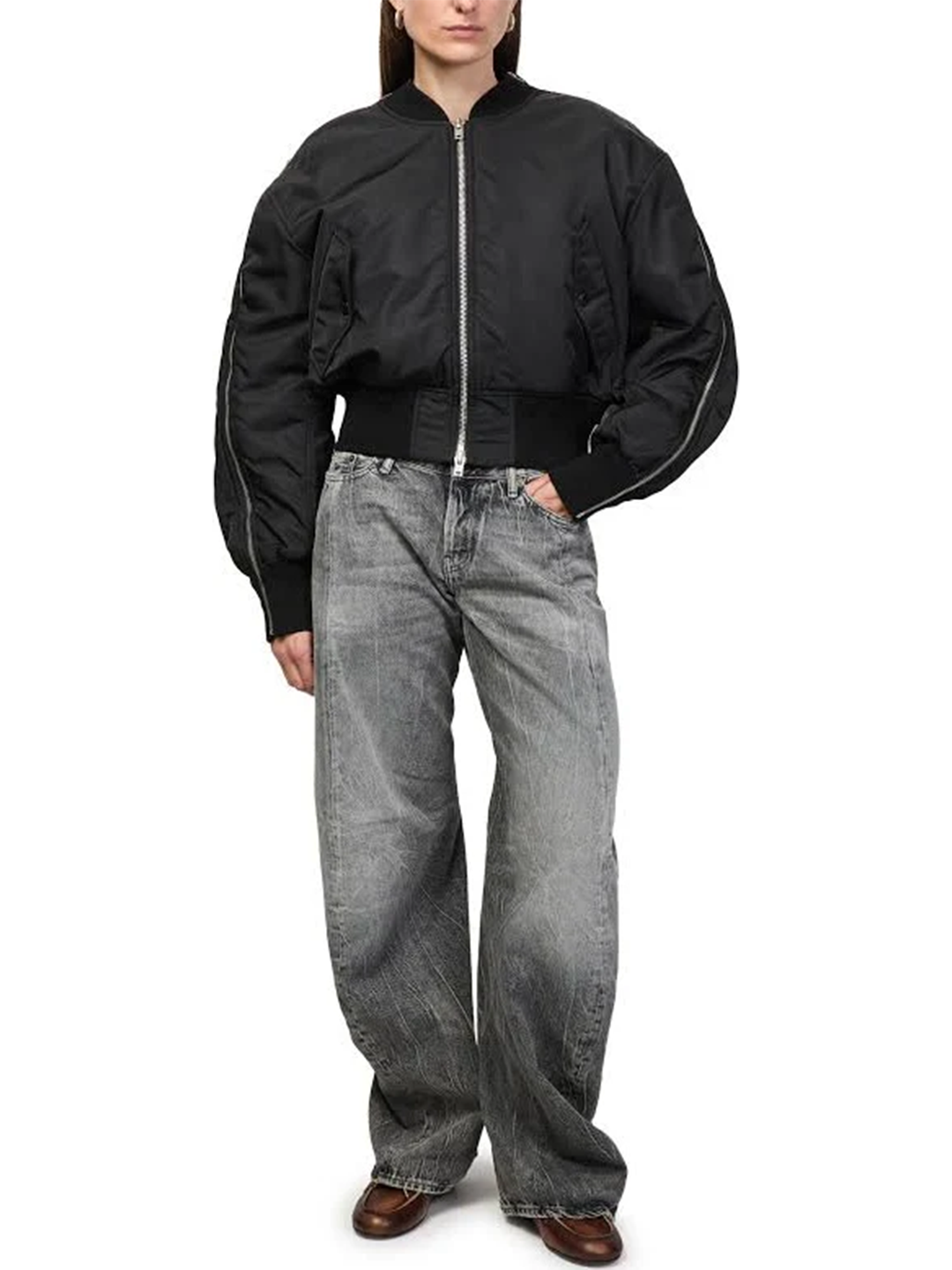 Acne Studios Black Zip Bomber Jacket
