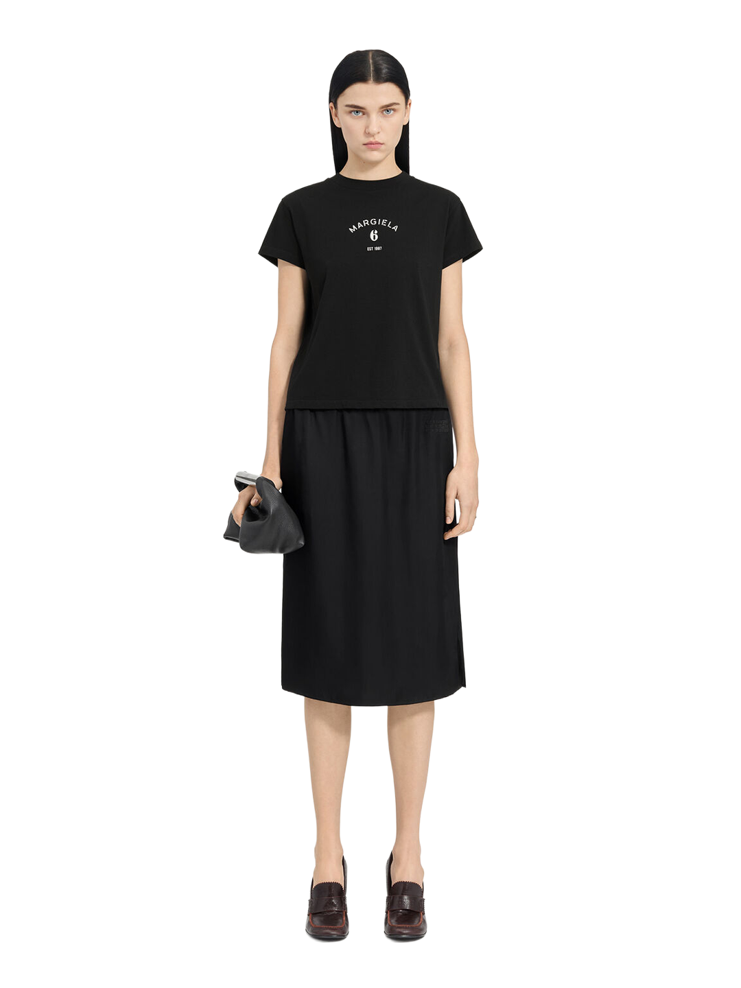 MM6 Black Margiela 6 Printed Cropped T-shirt
