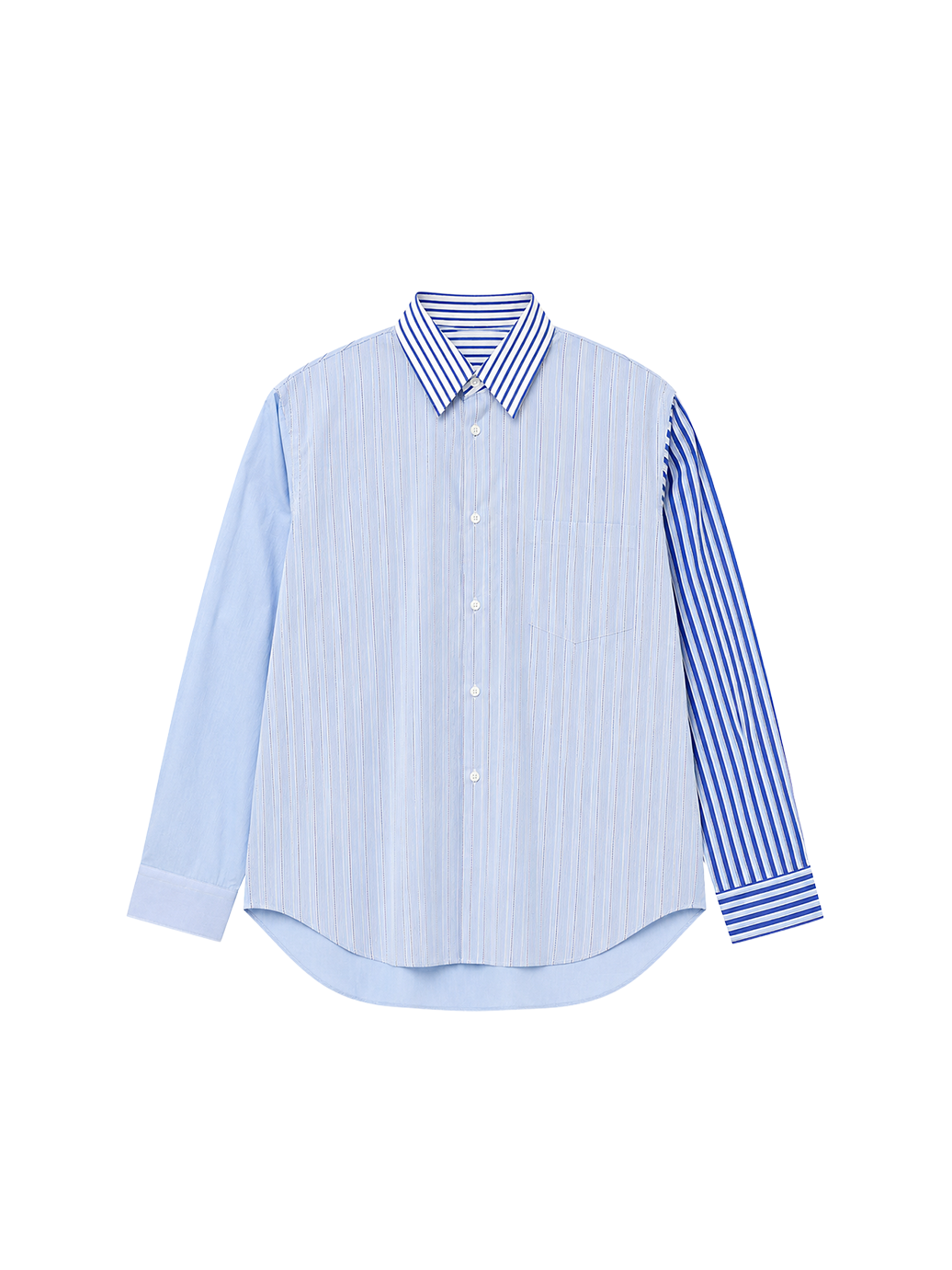 CDG Homme Deux Blue Panelled Long Sleeve Shirt