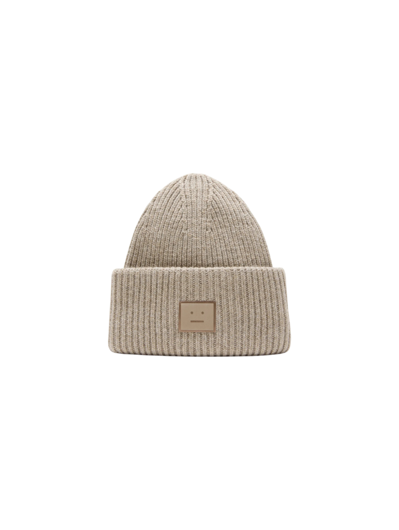 Acne Studios Greige Melange Large Face Logo Beanie