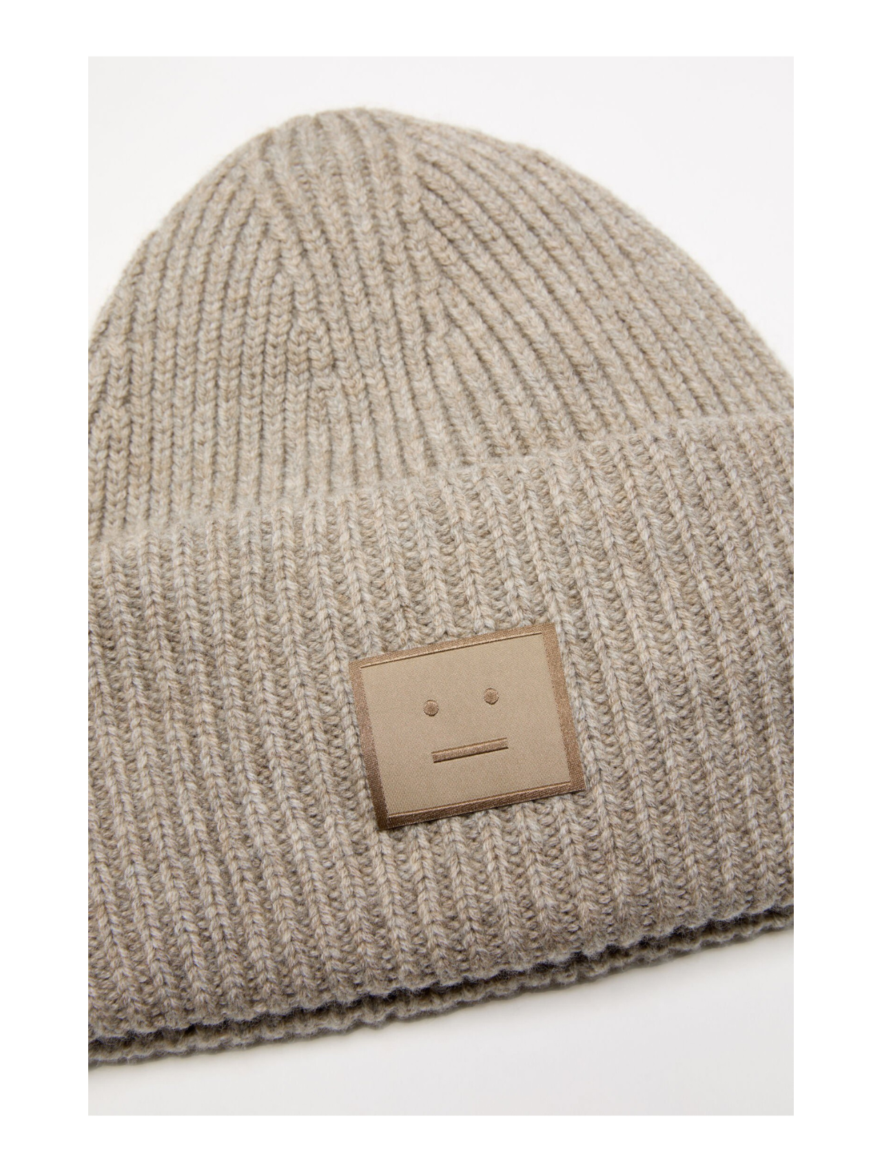 Acne Studios Greige Melange Large Face Logo Beanie