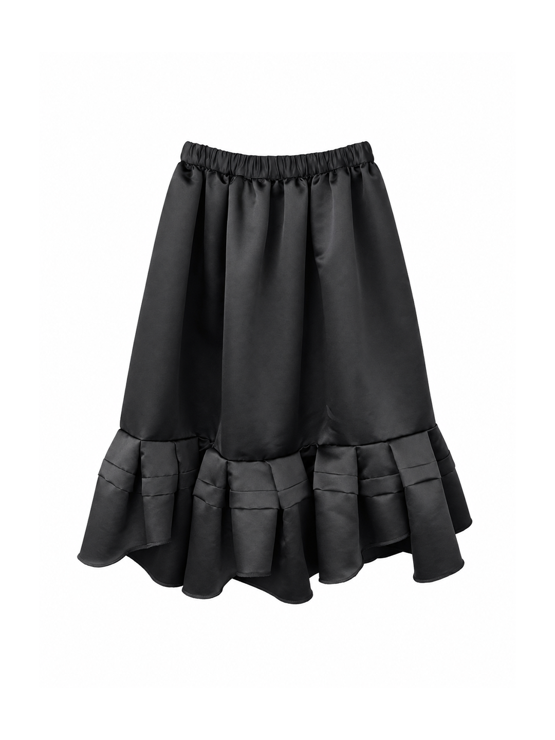 CDG CDG Black Satin Ruffled Skirt