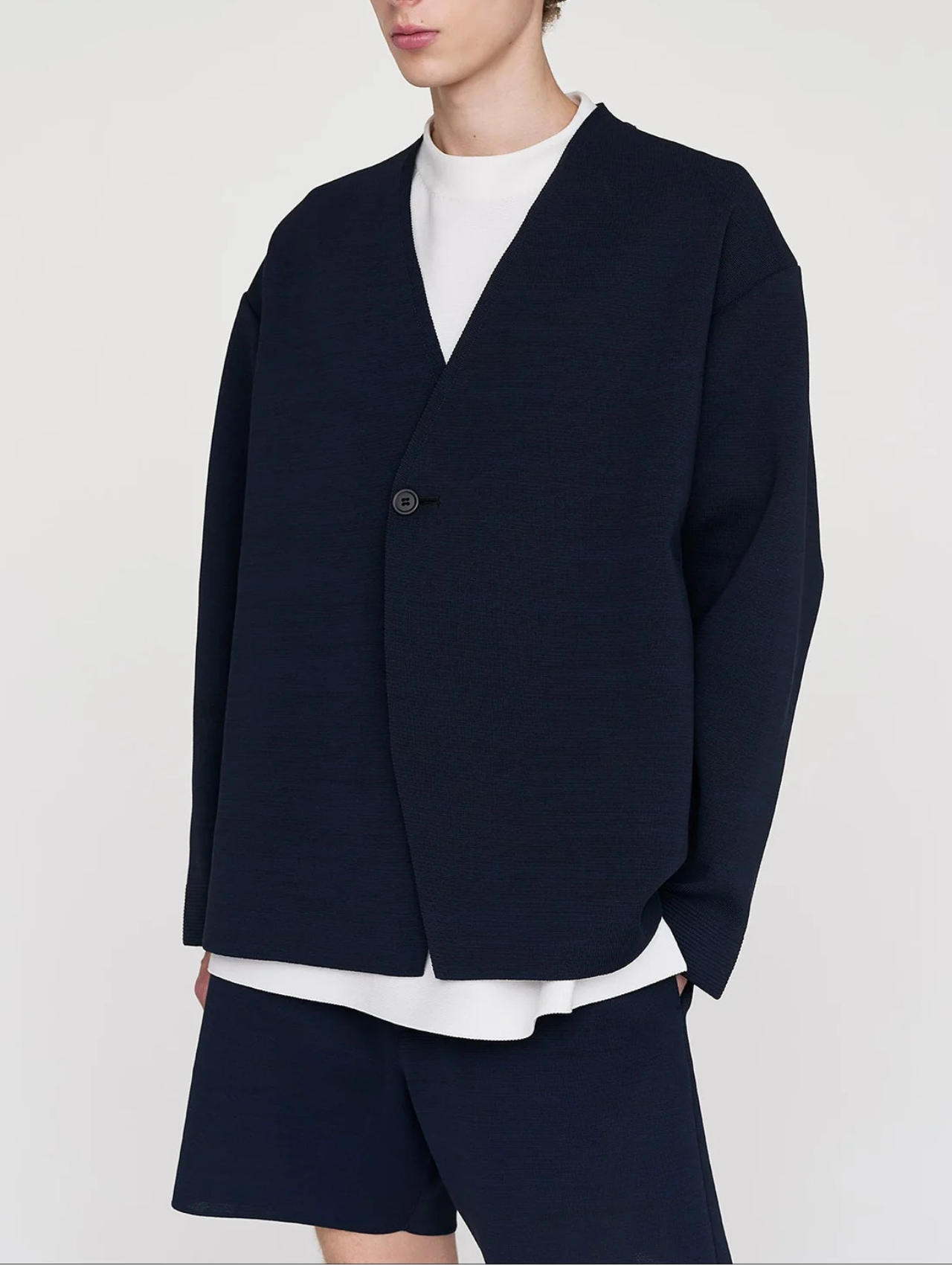 CFCL Black Milan Collarless Double Breasted Boxy Jacket