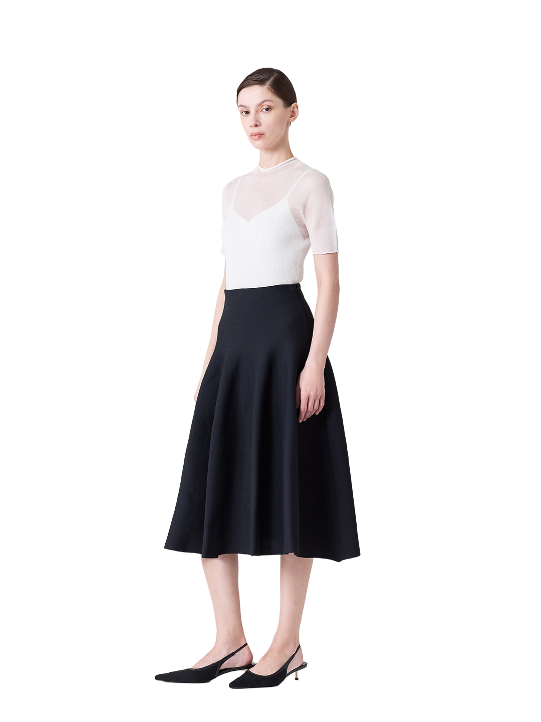 CFCL Black Milan Midi Flare Skirt