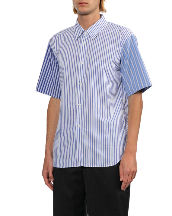 CDG Homme Deux Blue Panelled Short Sleeve Shirt