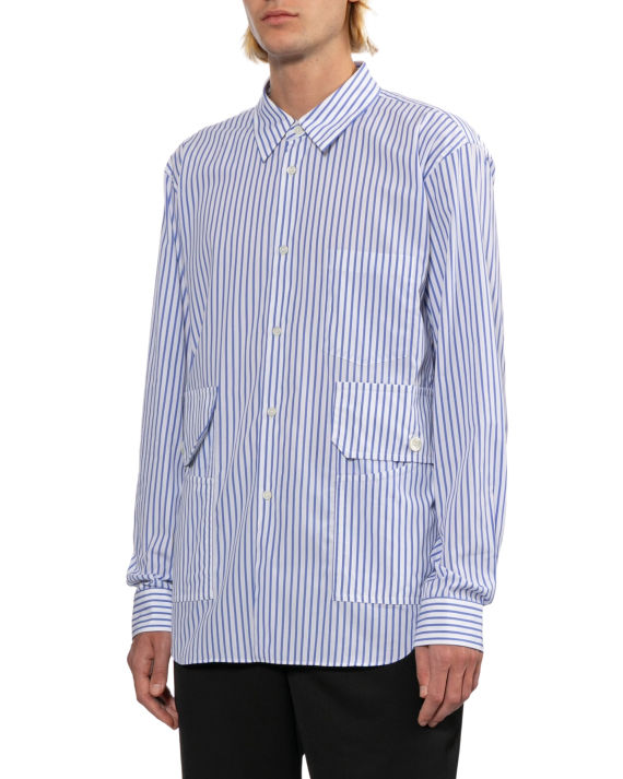 CDG Homme Deux White/Blue Multi Pocket Shirt