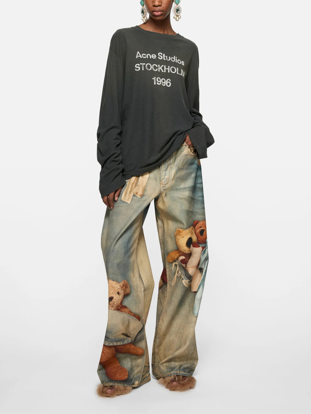 Acne Studios Faded Black Long Sleeve T-Shirt