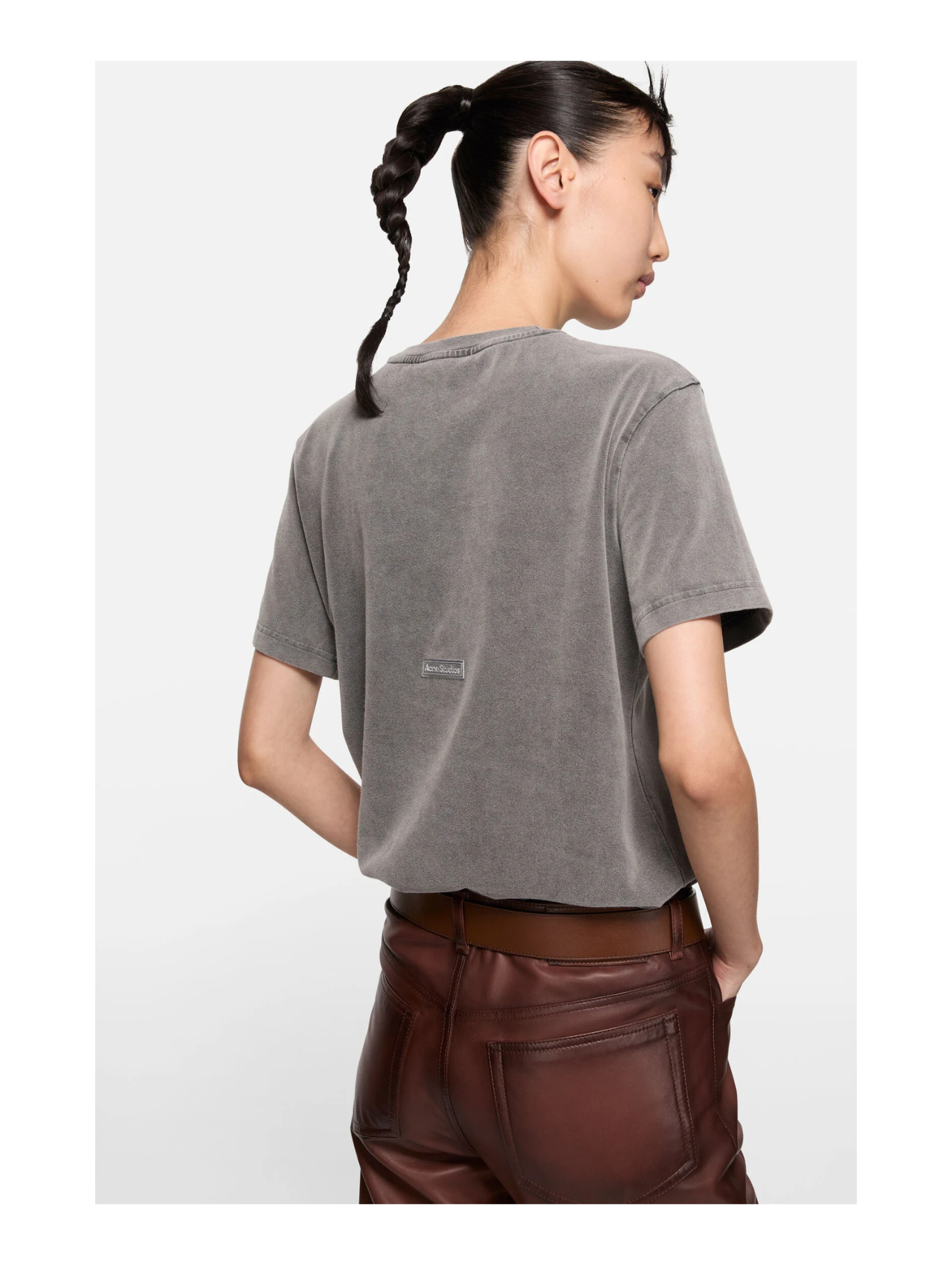 Acne Studios Faded Black Cotton Crewneck Tshirt