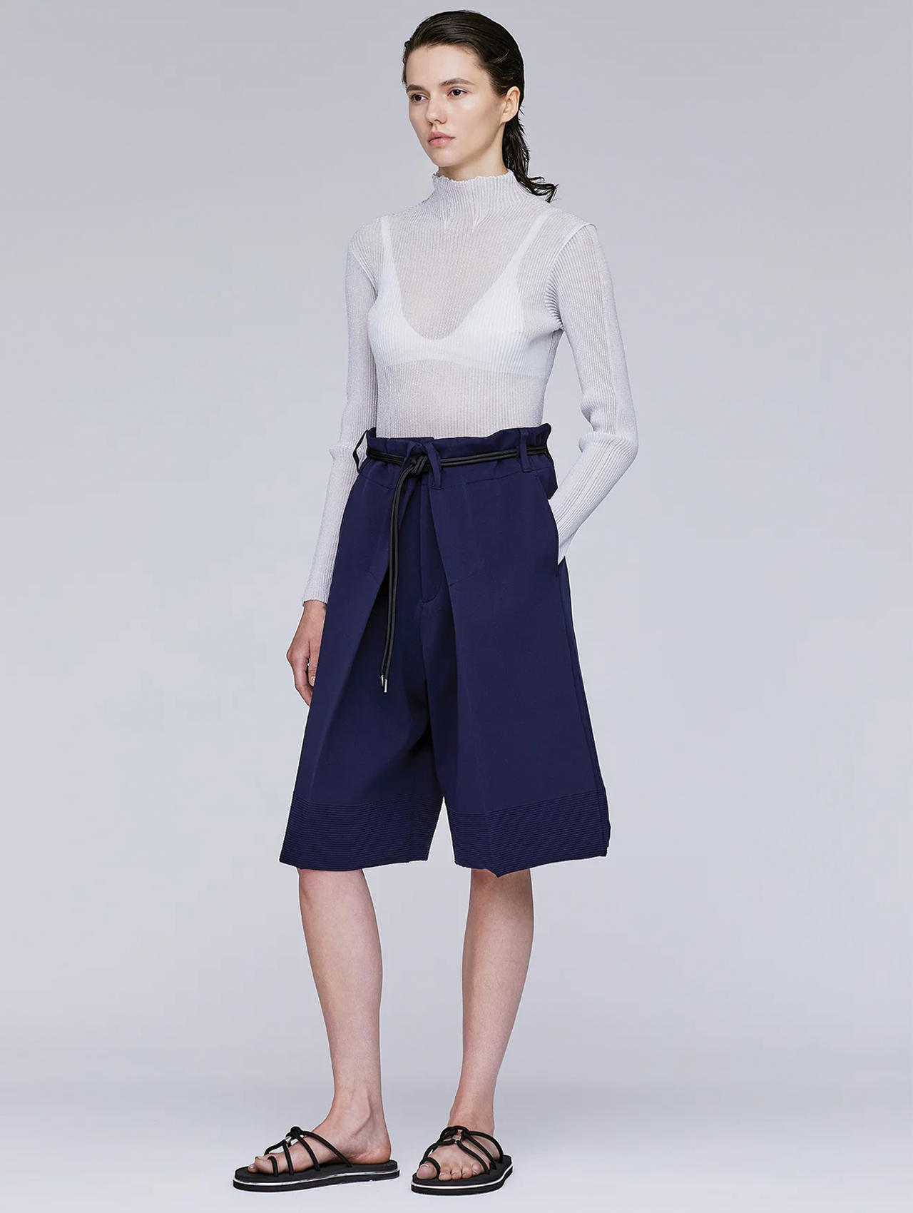 CFCL Navy Milan Crease Half Pants