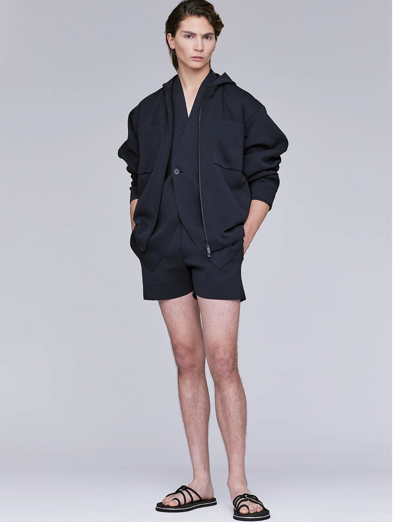 CFCL Black Milan Collarless Tailored Jacket