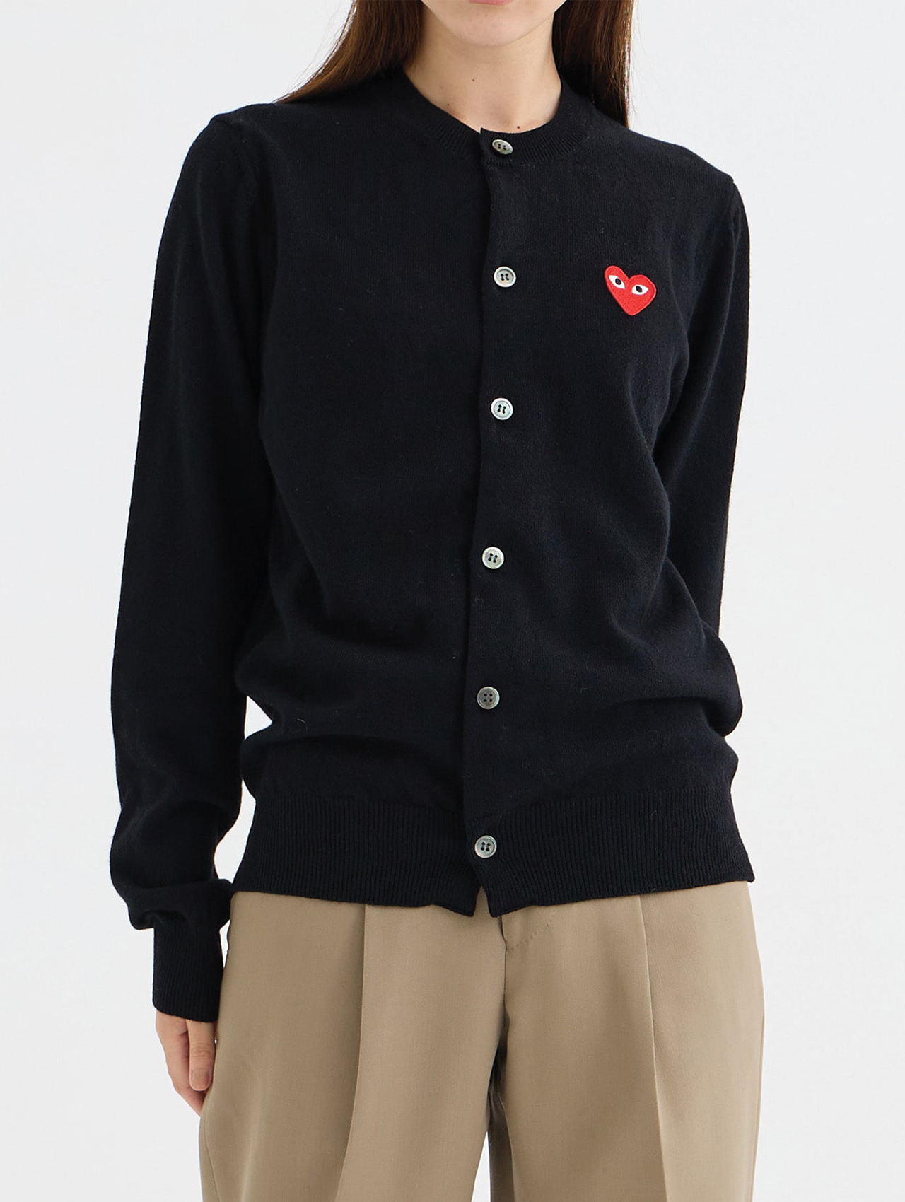 CDG Play  Black Round Neck Cardigan