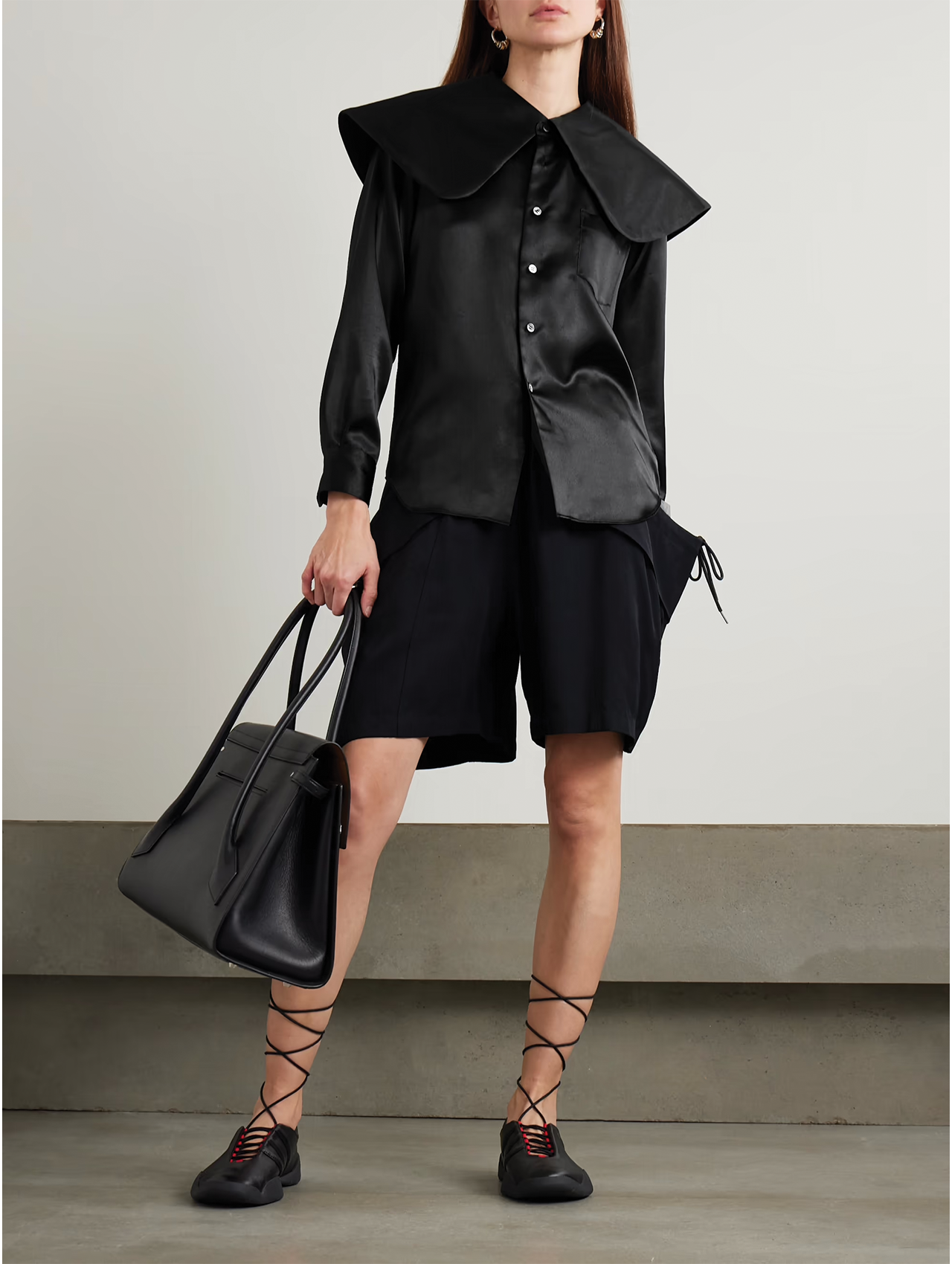 CDG CDG Black Satin Cut Hem Blouse