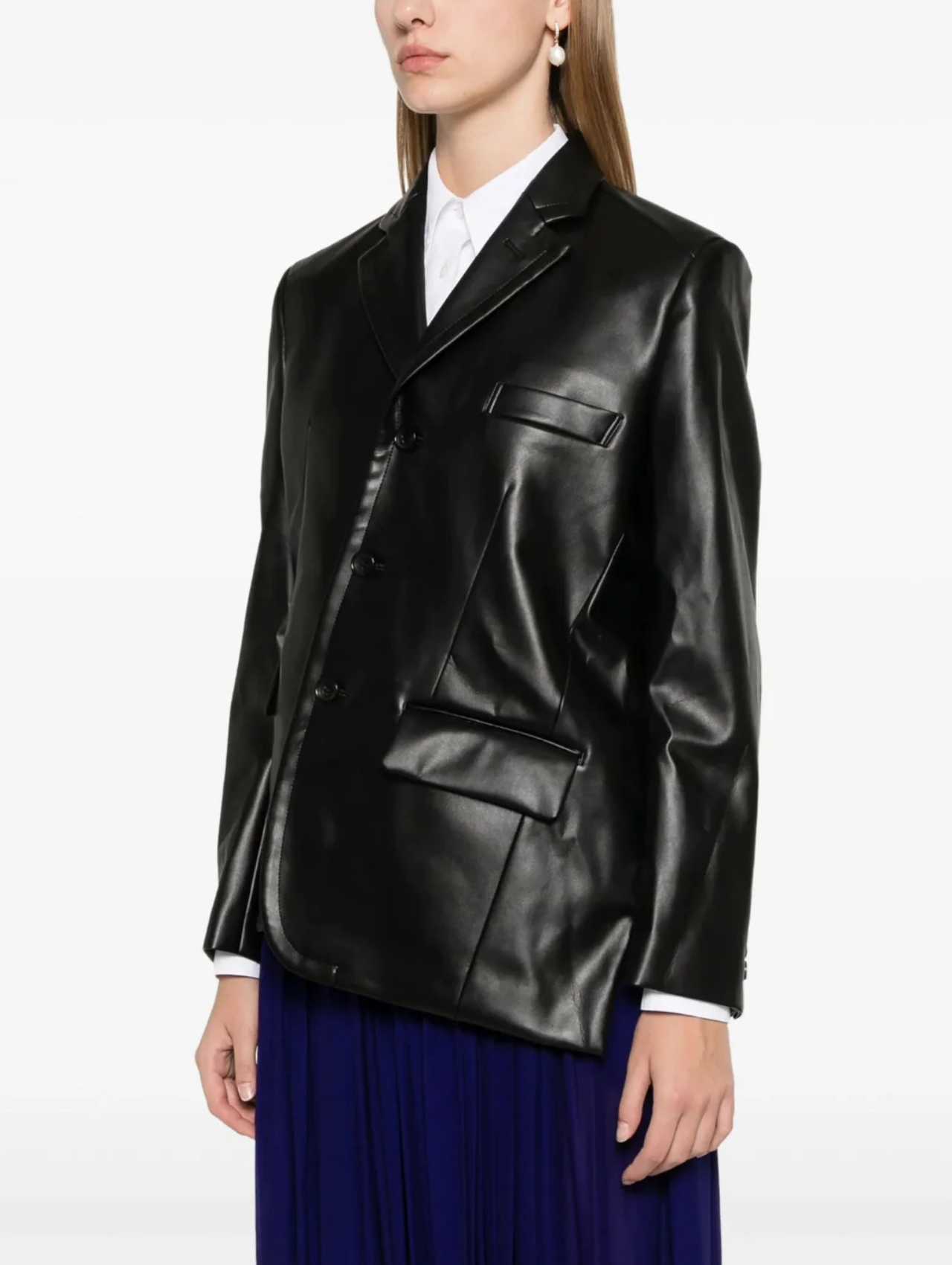 Comme Des Garçons Black Asymmetric Leather Jacket