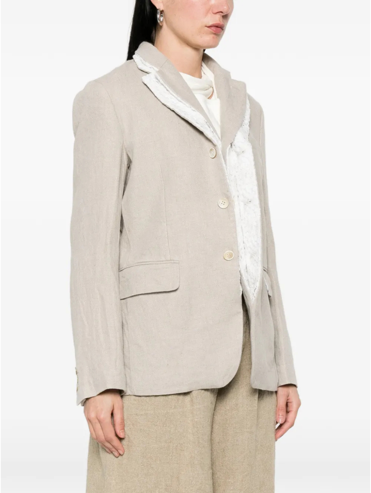 Comme Des Garçons Ecru Crochet Trim Jacket