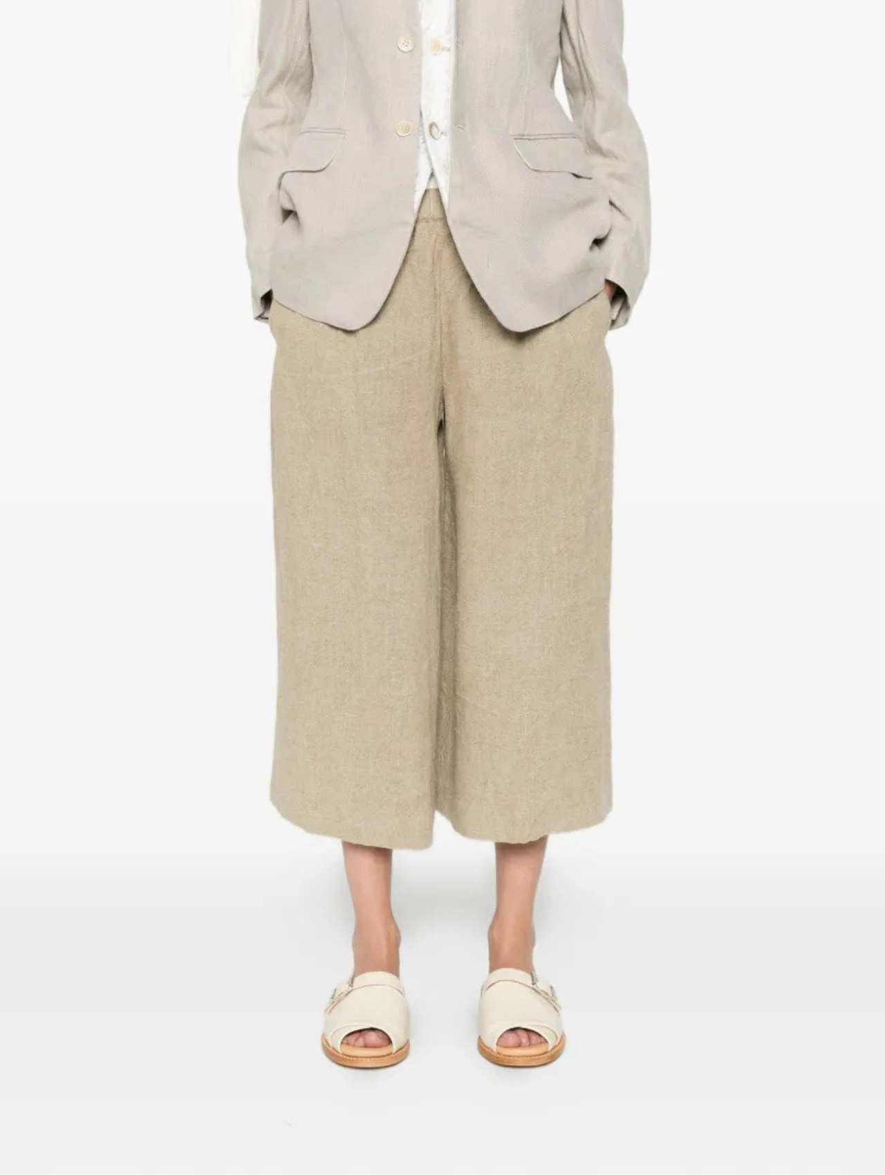 Comme Des Garçons Ecru Linen Wide Pants