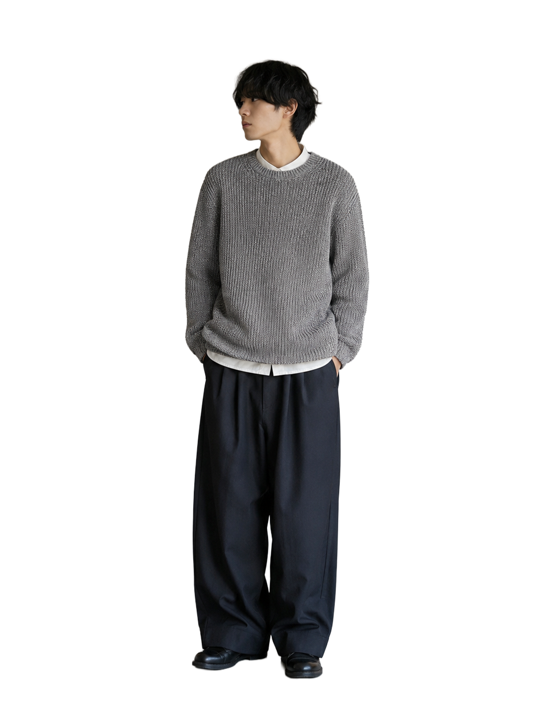 Homme Deux Grey Beige Hemp Sweater