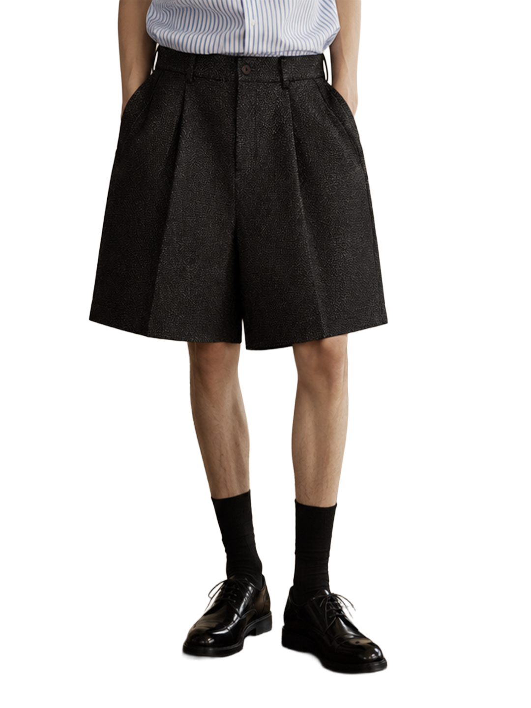CDG Homme Deux Black Basket Weave Shorts