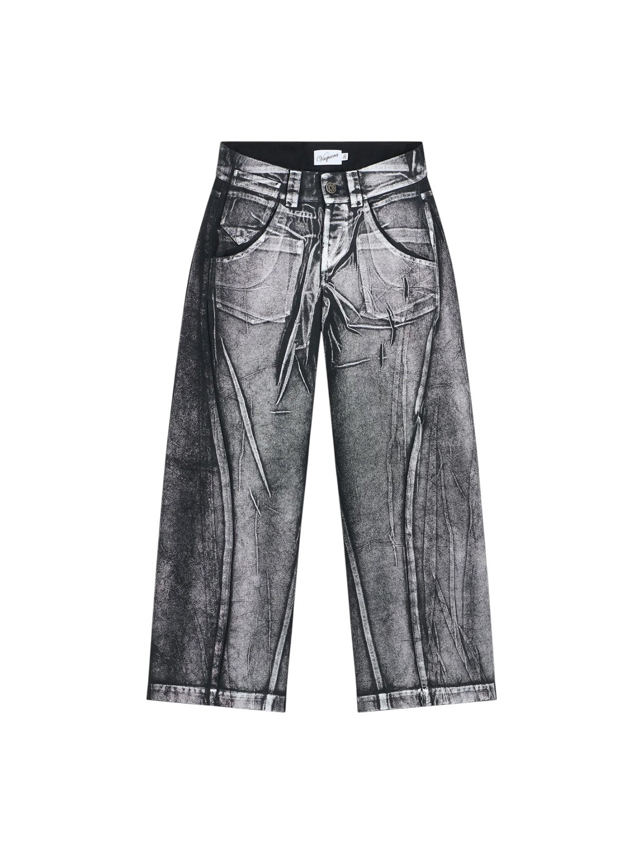 Vaquera Black Painted Workwear Pants