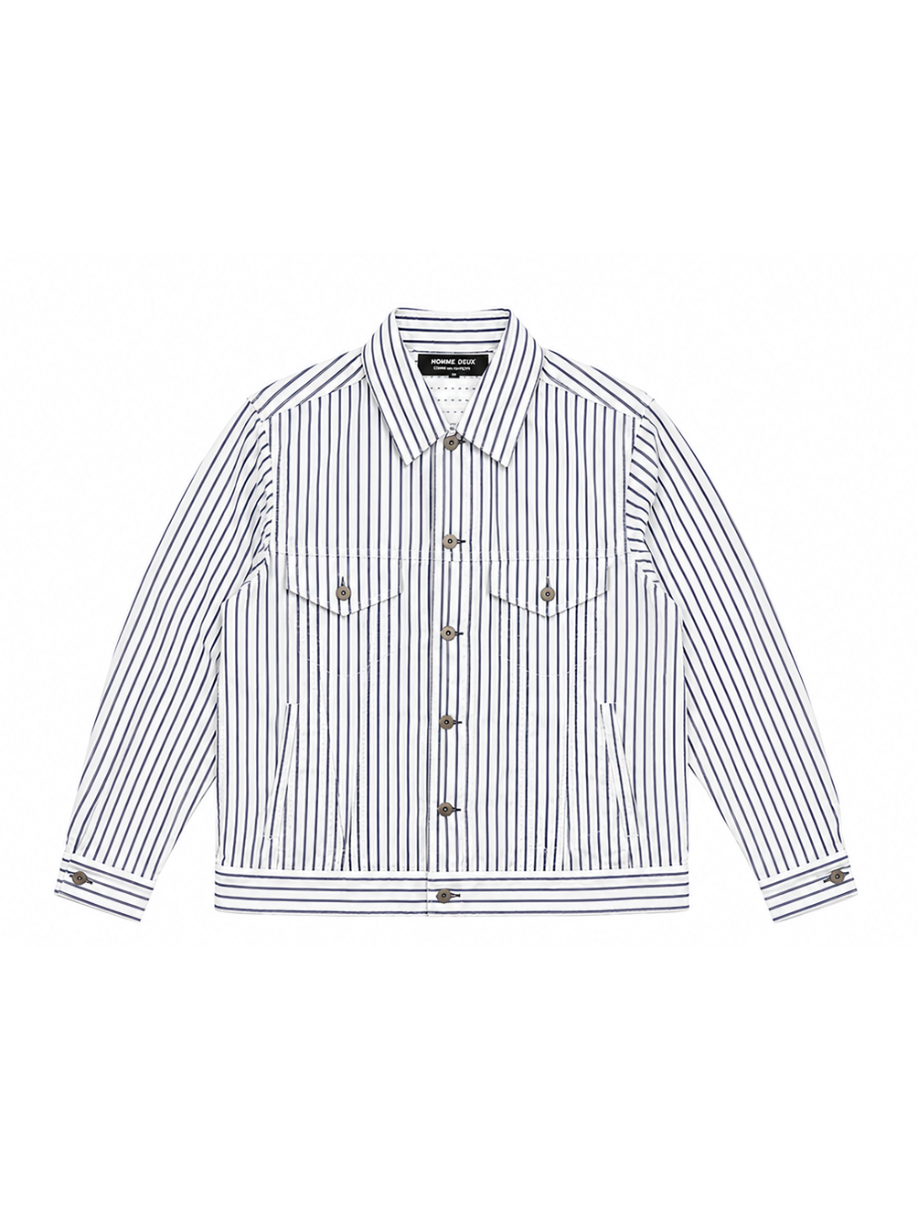 CDG Homme Deux Blue Striped Shirt Jacket