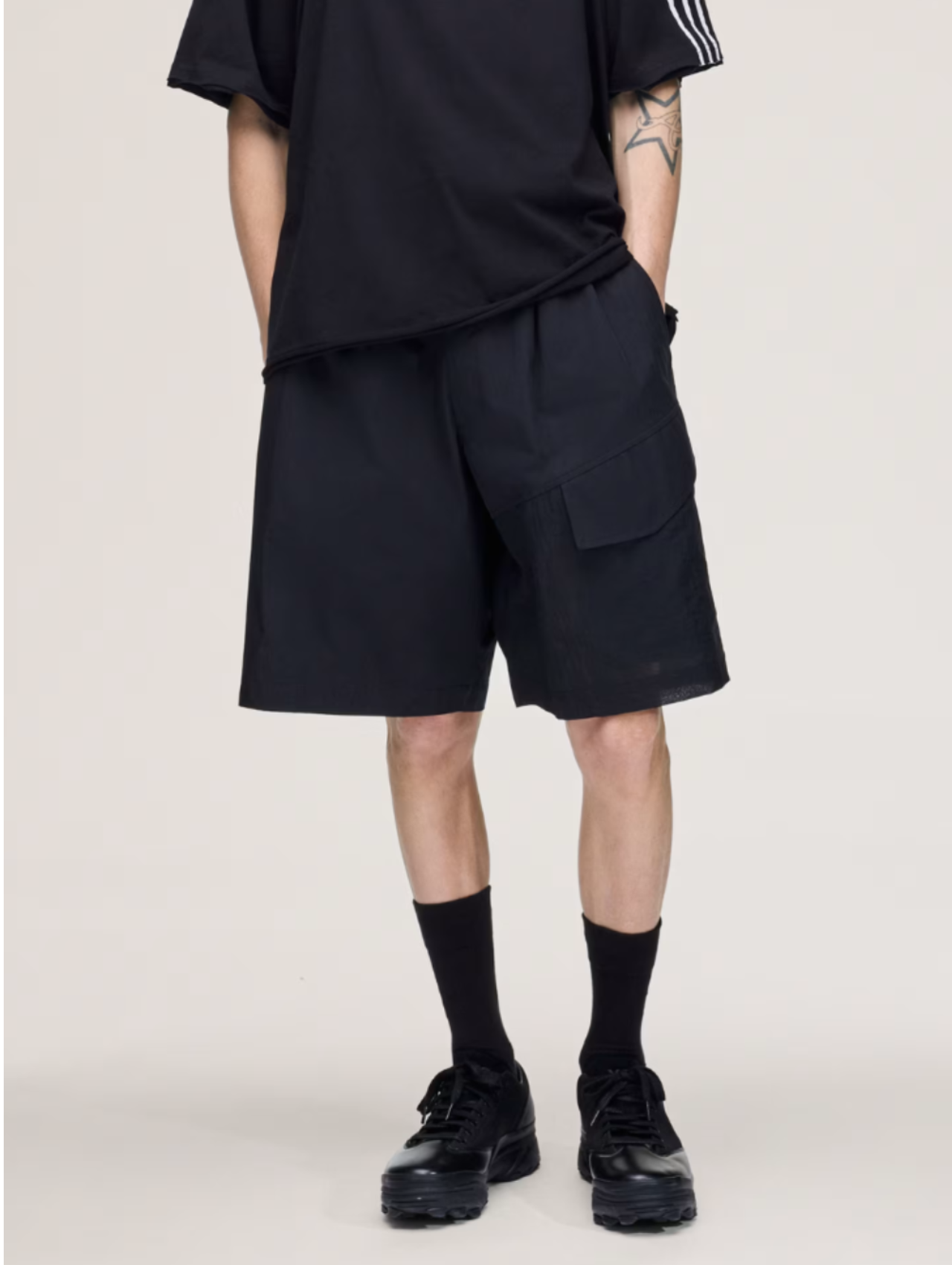 Y-3 Black Ut Wide-leg Shorts