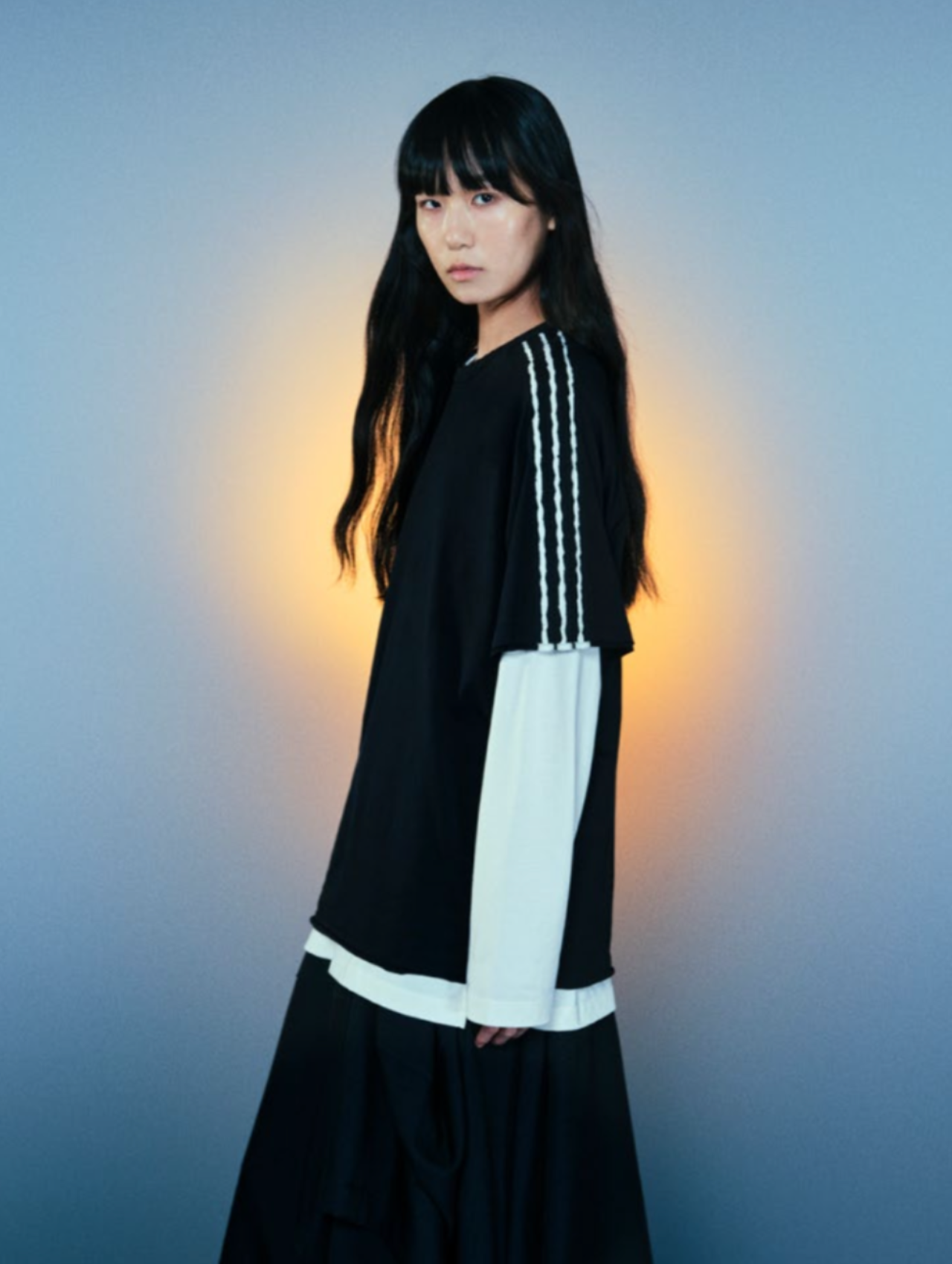 Y-3 Black Raw Edge 3 Stripes Short-sleeve Tshirt