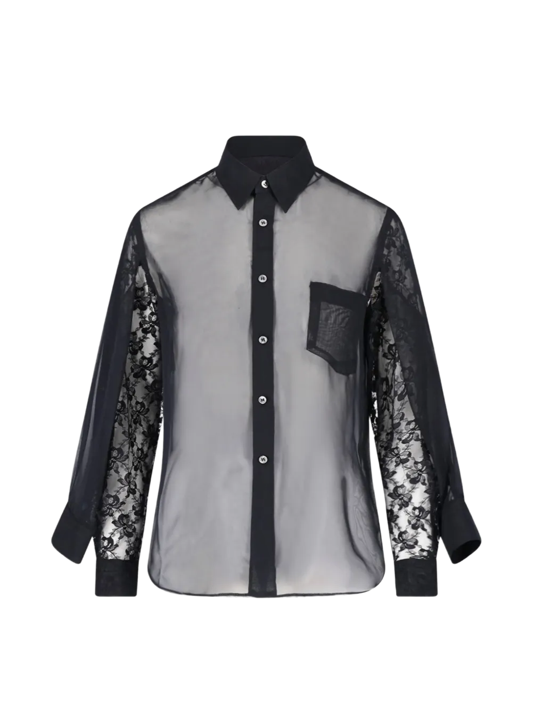 CDG Mainline Black Lace Sleeve Sheer Shirt