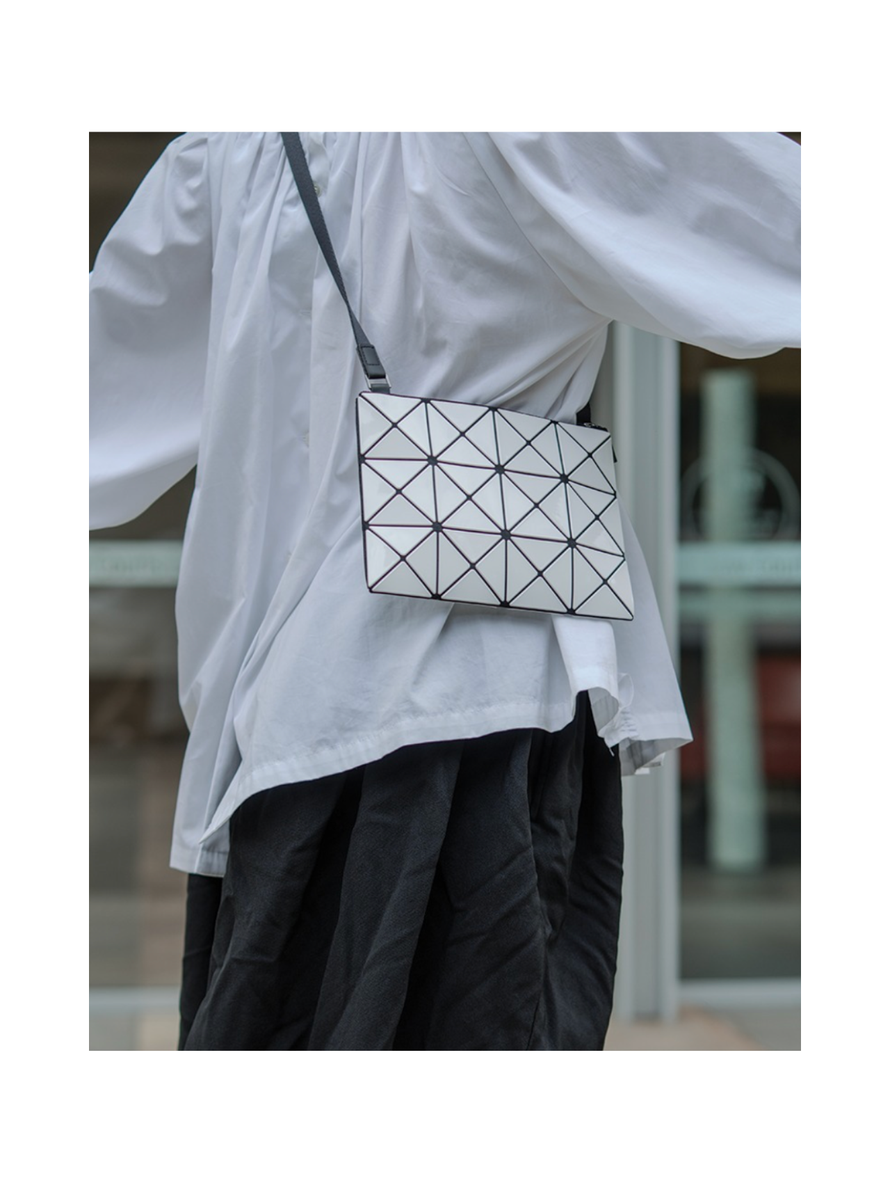 Bao Bao Issey Miyake White Crossbody Shoulder Bag