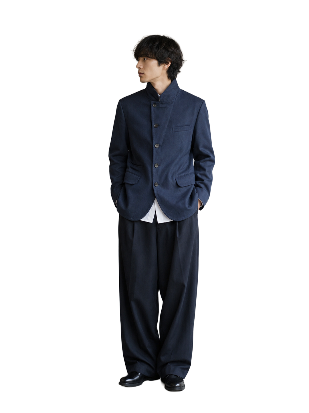 CDG Homme Deux Navy Basket Weave Jacket